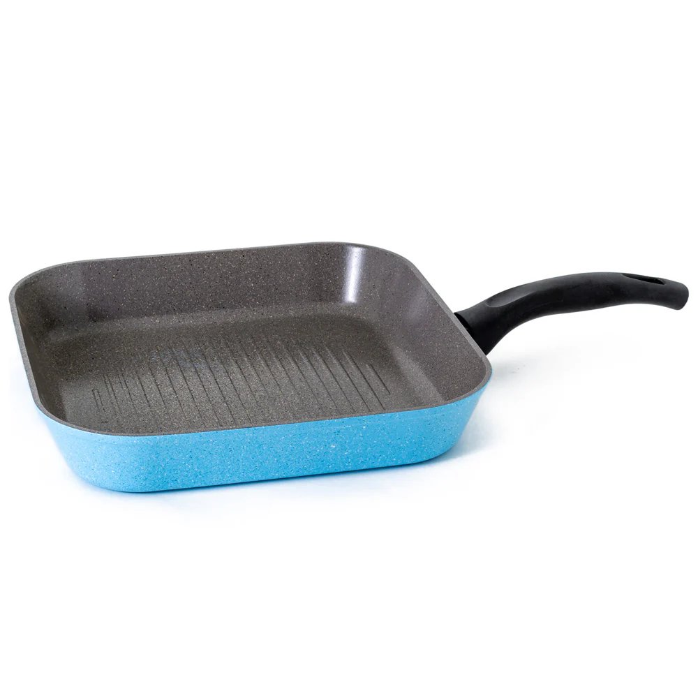 28cm Grill pan Induction Marble Blue