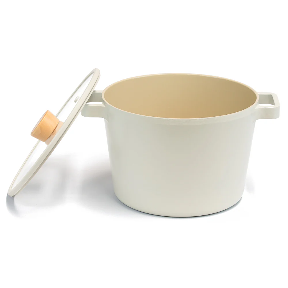 22cm Deep Stockpot Induction with Silicon Rim Glass lid