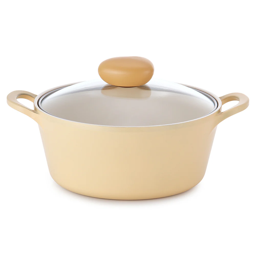 22cm Stockpot Induction with Glass lid Yellow
