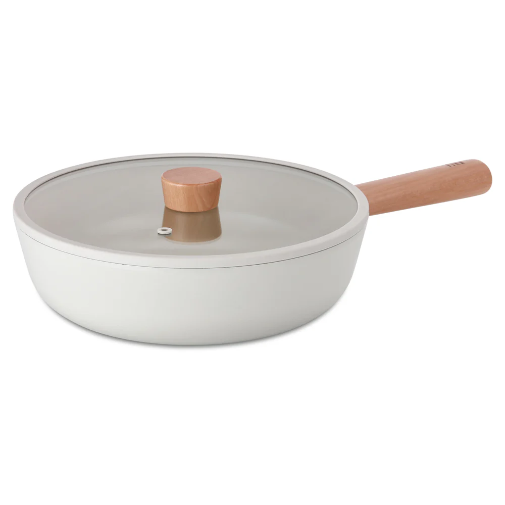 30cm Wok Induction with silicone rim glass lid