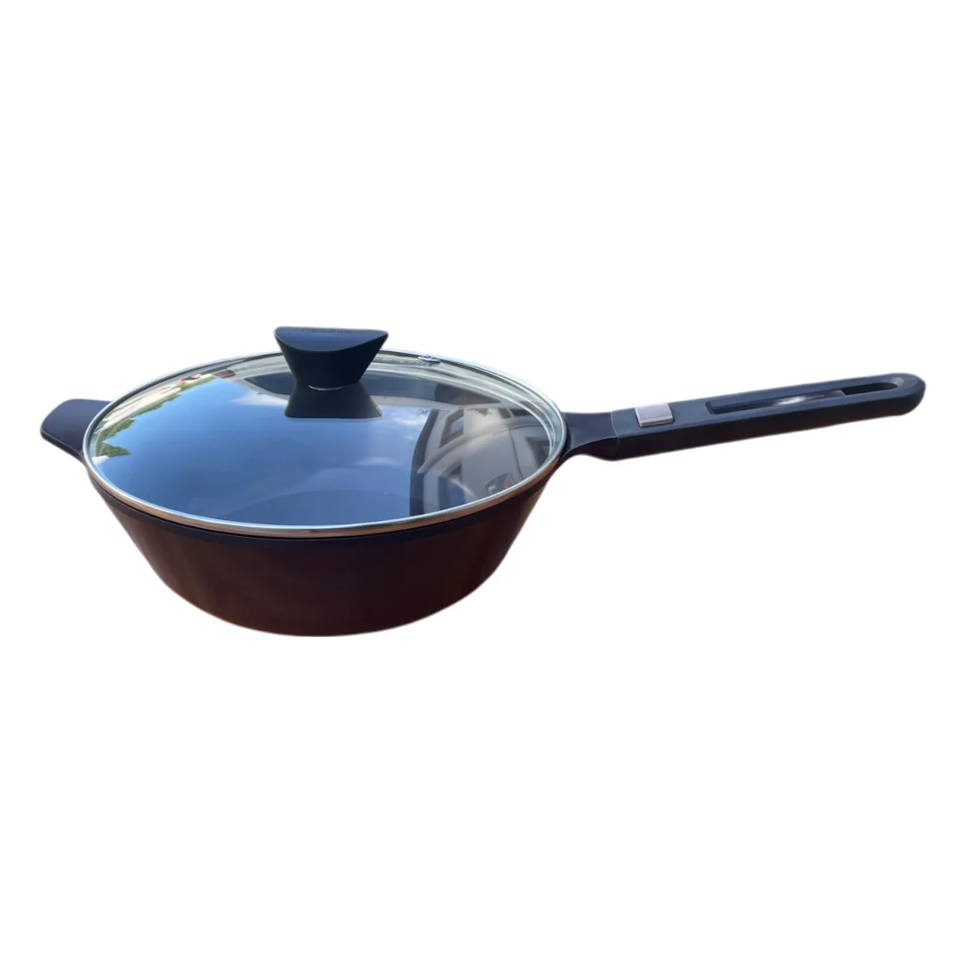 28cm Wok Pan Induction Red Ruby with glass lid