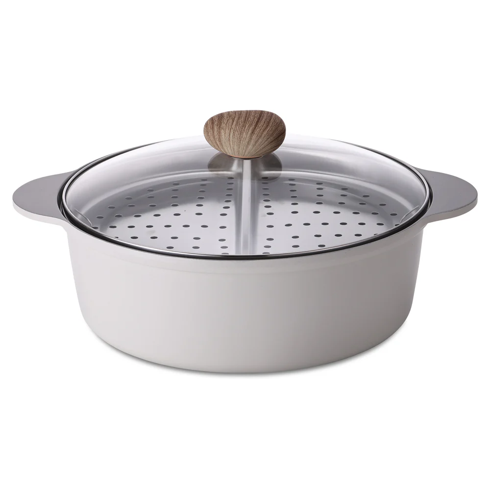 30cm casserole 5.8L Induction with steamer White