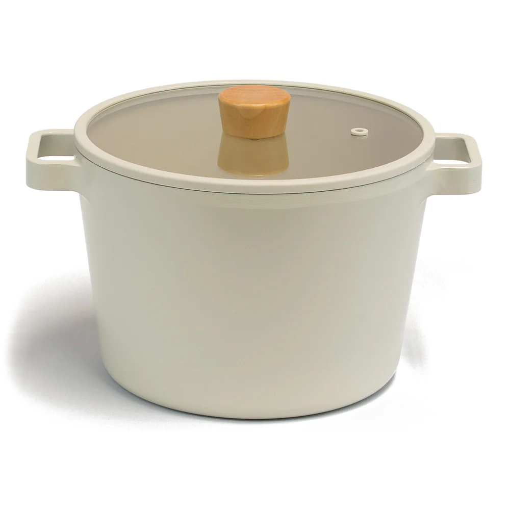 22cm Deep Stockpot Induction with Silicon Rim Glass lid