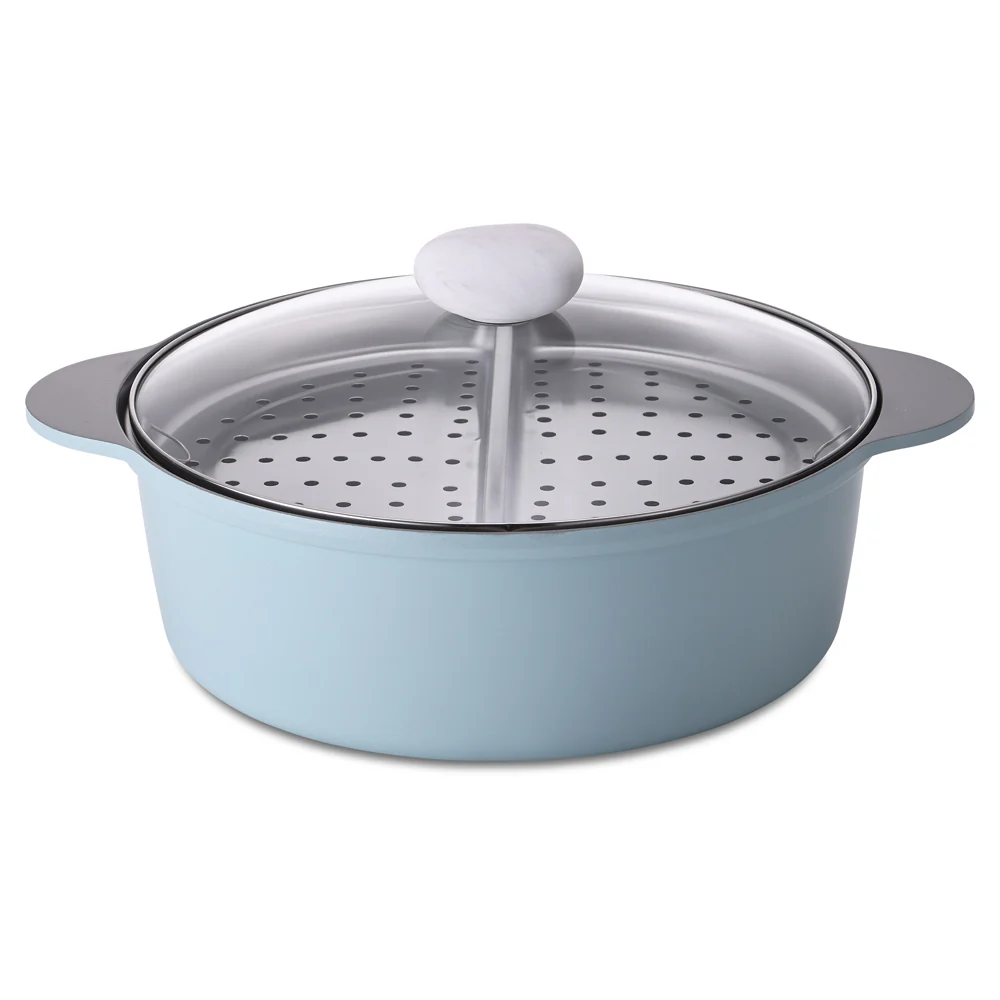 30cm casserole 5.8L Induction with steamer Blue