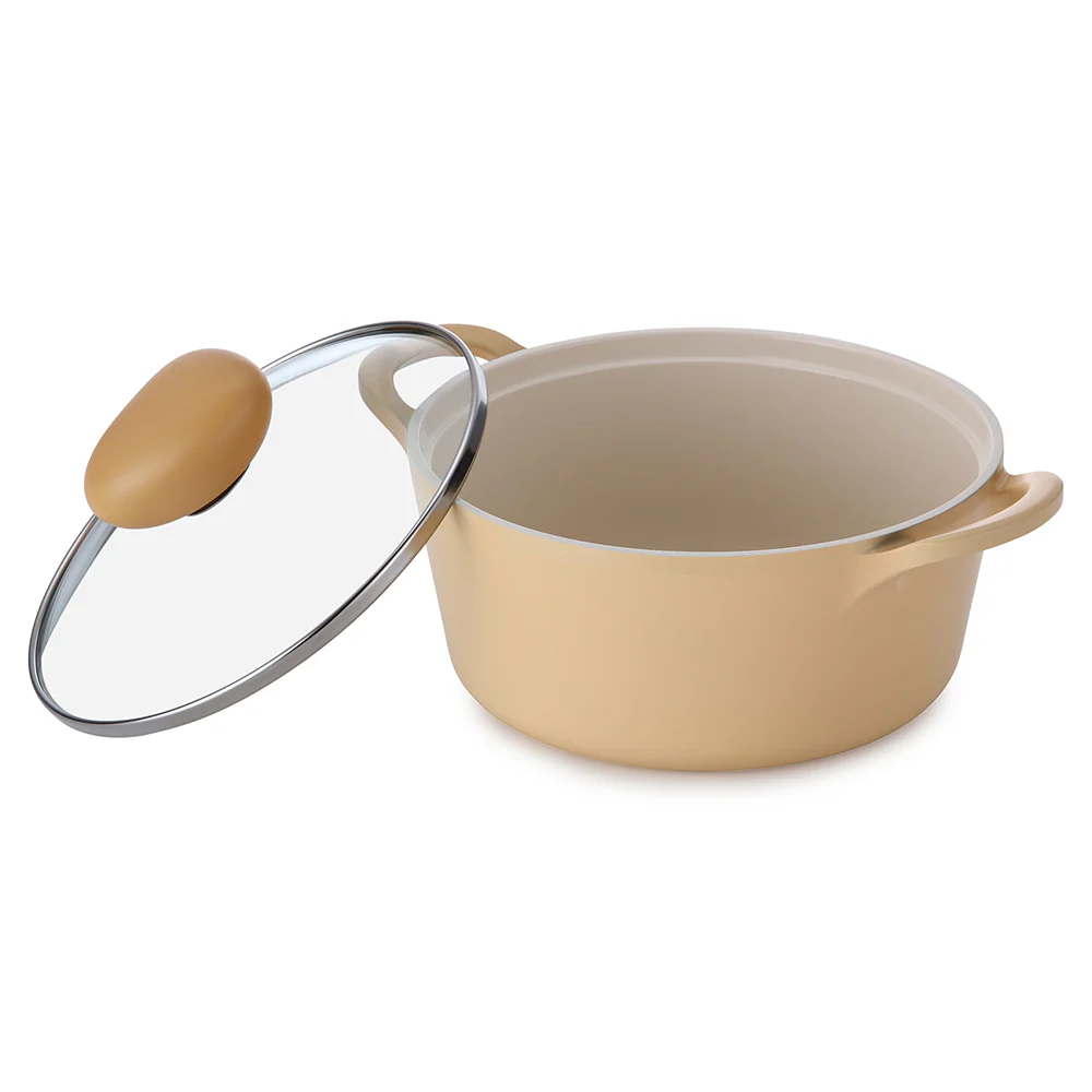 18cm Stockpot Induction with Glass lid Yellow
