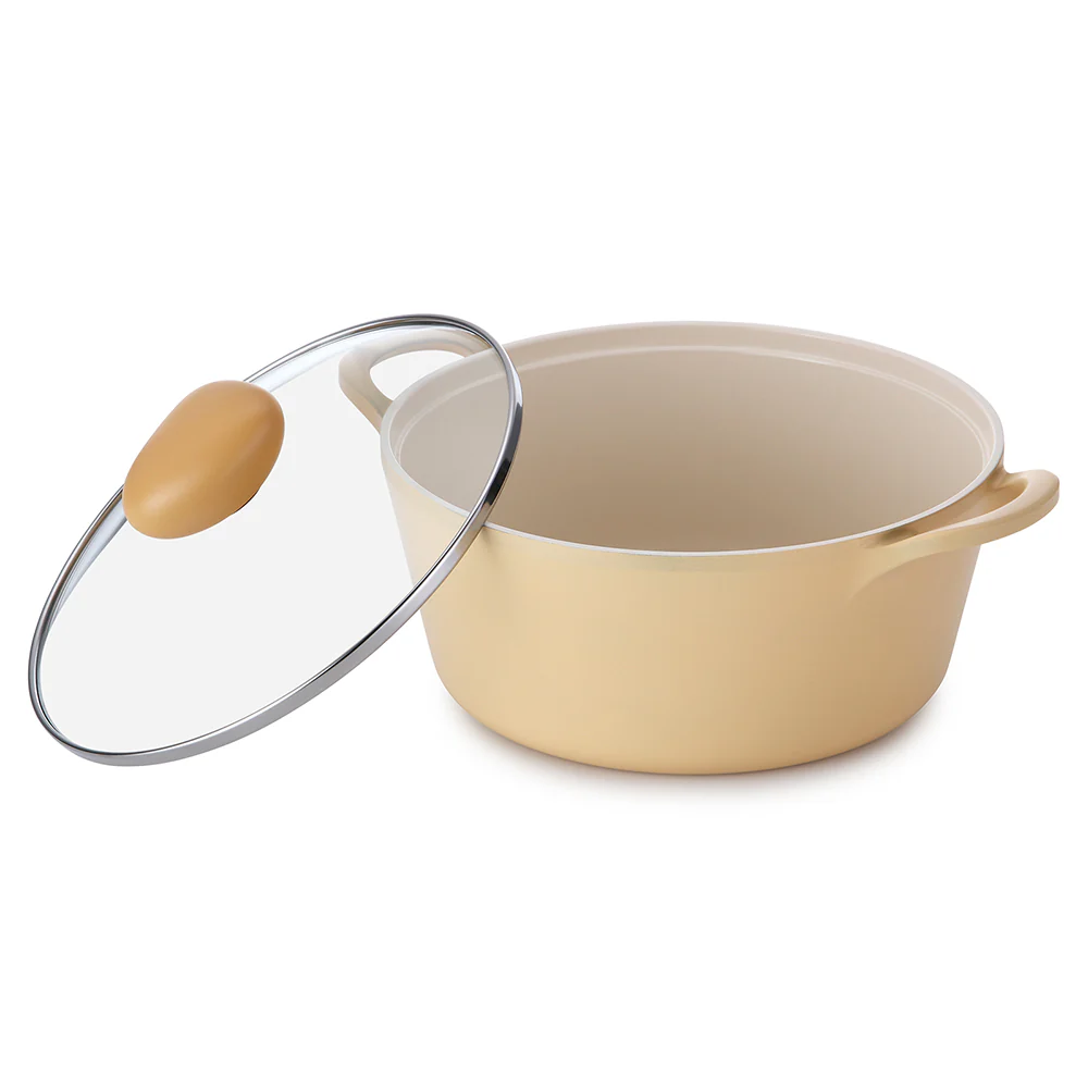 22cm Stockpot Induction with Glass lid Yellow