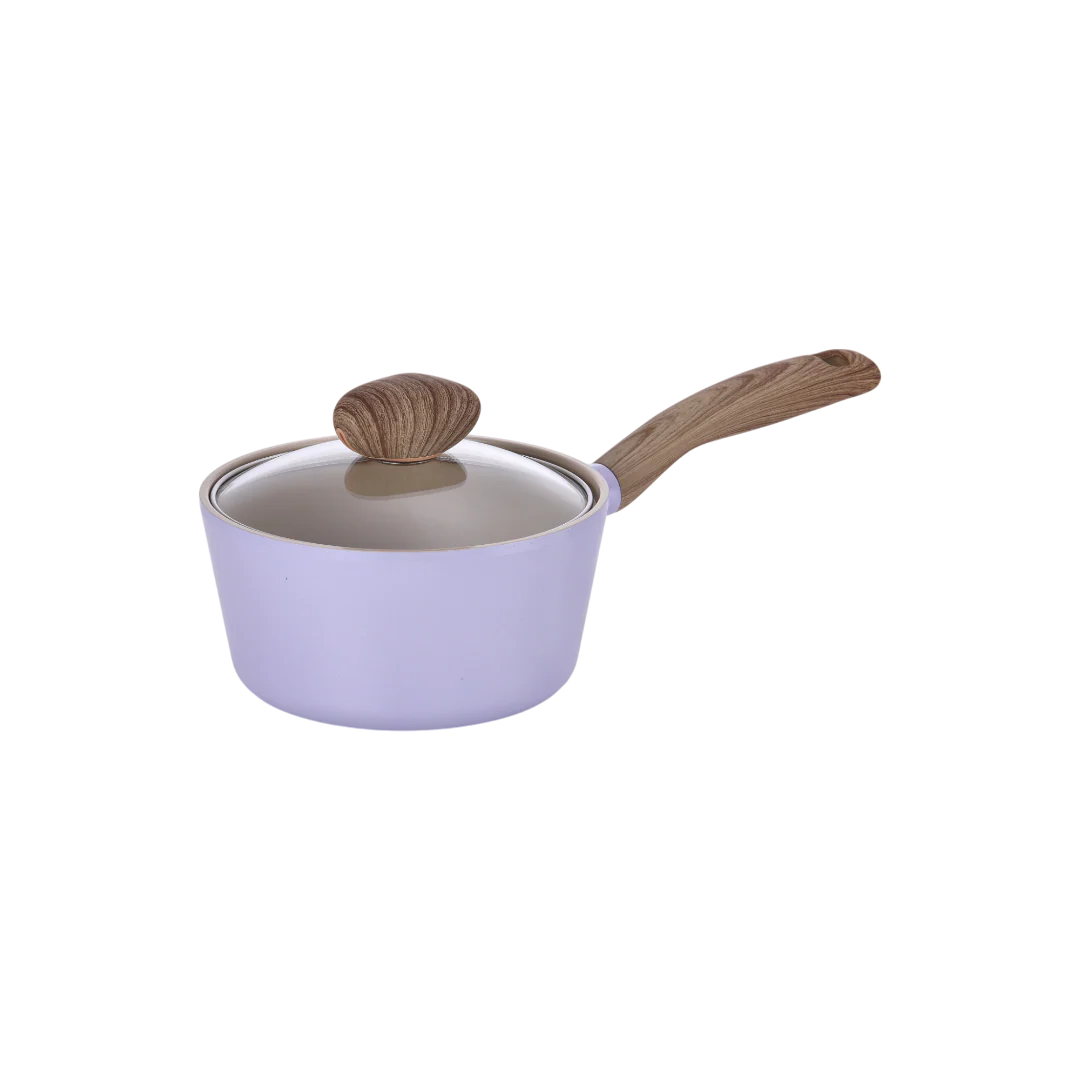 18cm Saucepan an Induction with glass lid Purple