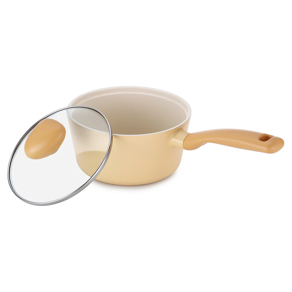 18cm Saucepan Induction with glass lid Yellow