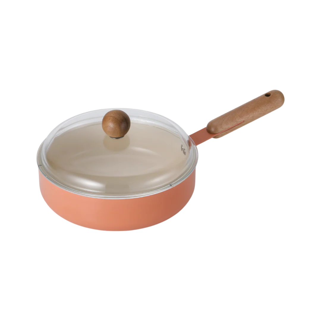 Atelier 24cm Wok pan Induction with glass lid Orange