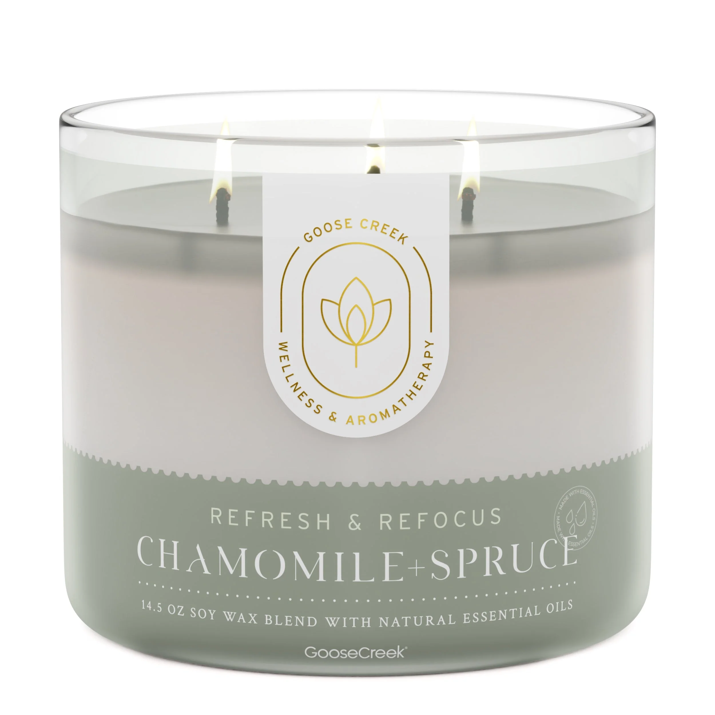 Chamomile & Spruce Aromatherapy 3-Wick Candle
