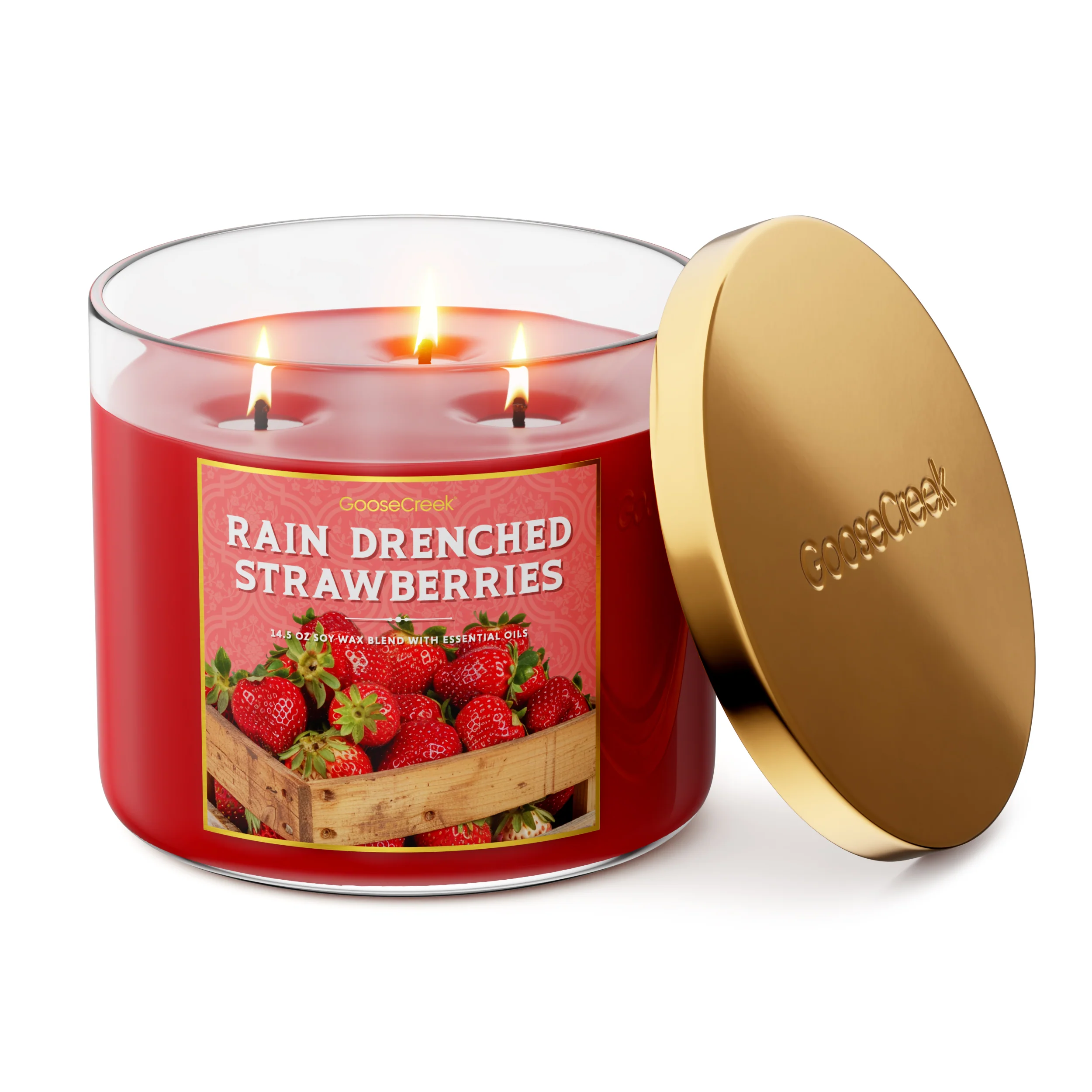Rain Drenched Strawberries 3-Wick Candle