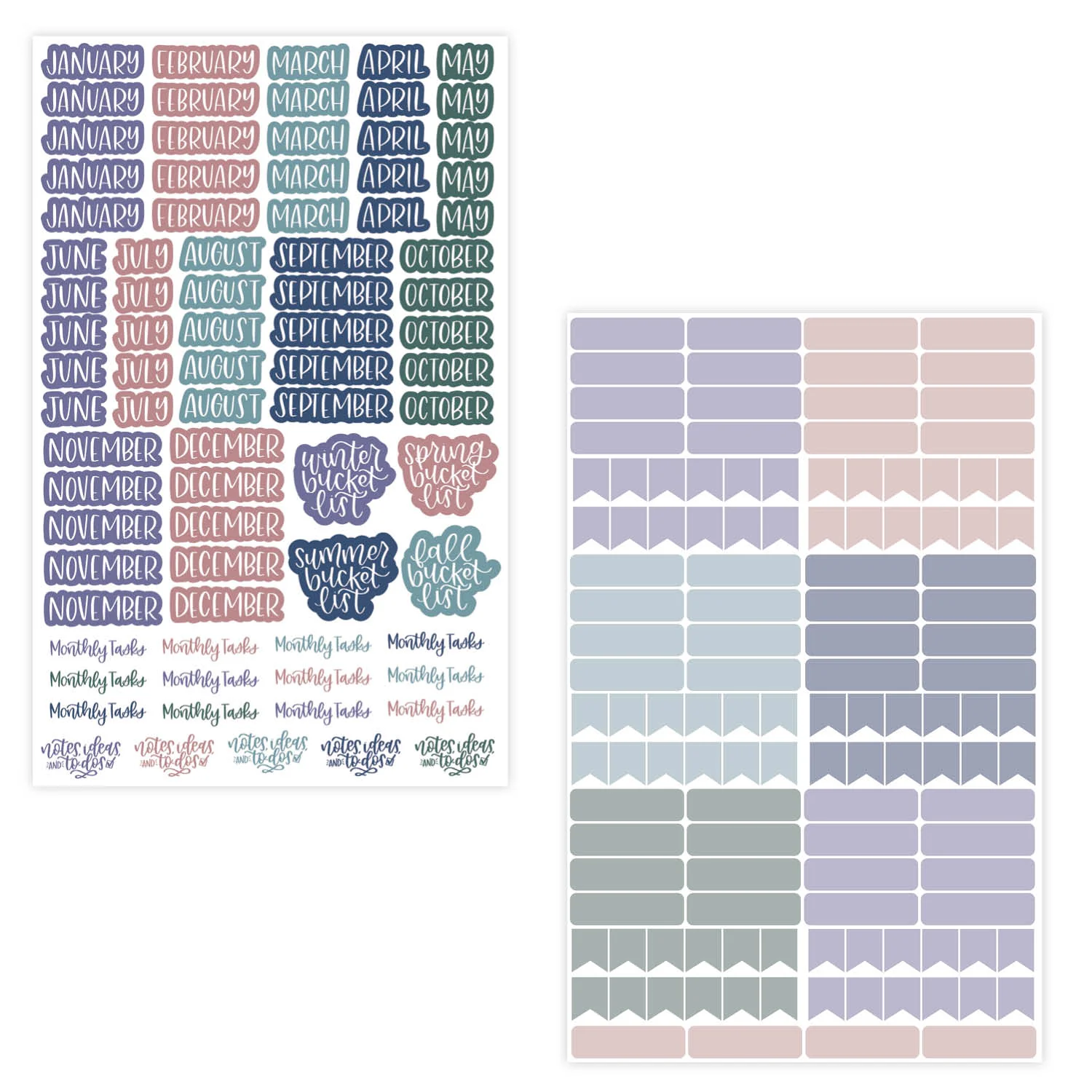 Planner Stickers, Calendar Essentials Pack, Jewel Tones