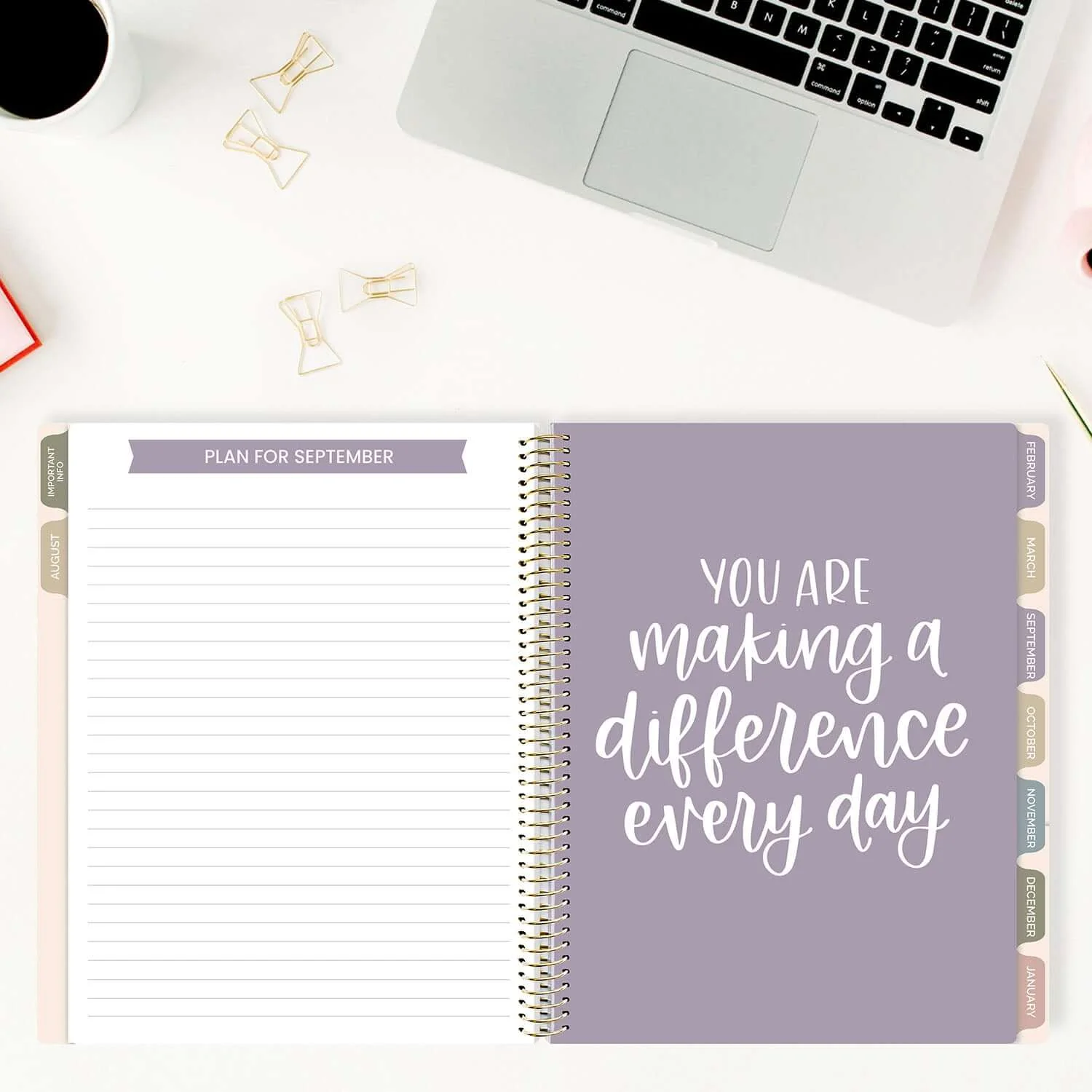 DATED 2025-26 Teacher Planner & Calendar, Interchangeable Cover, Cool Tones