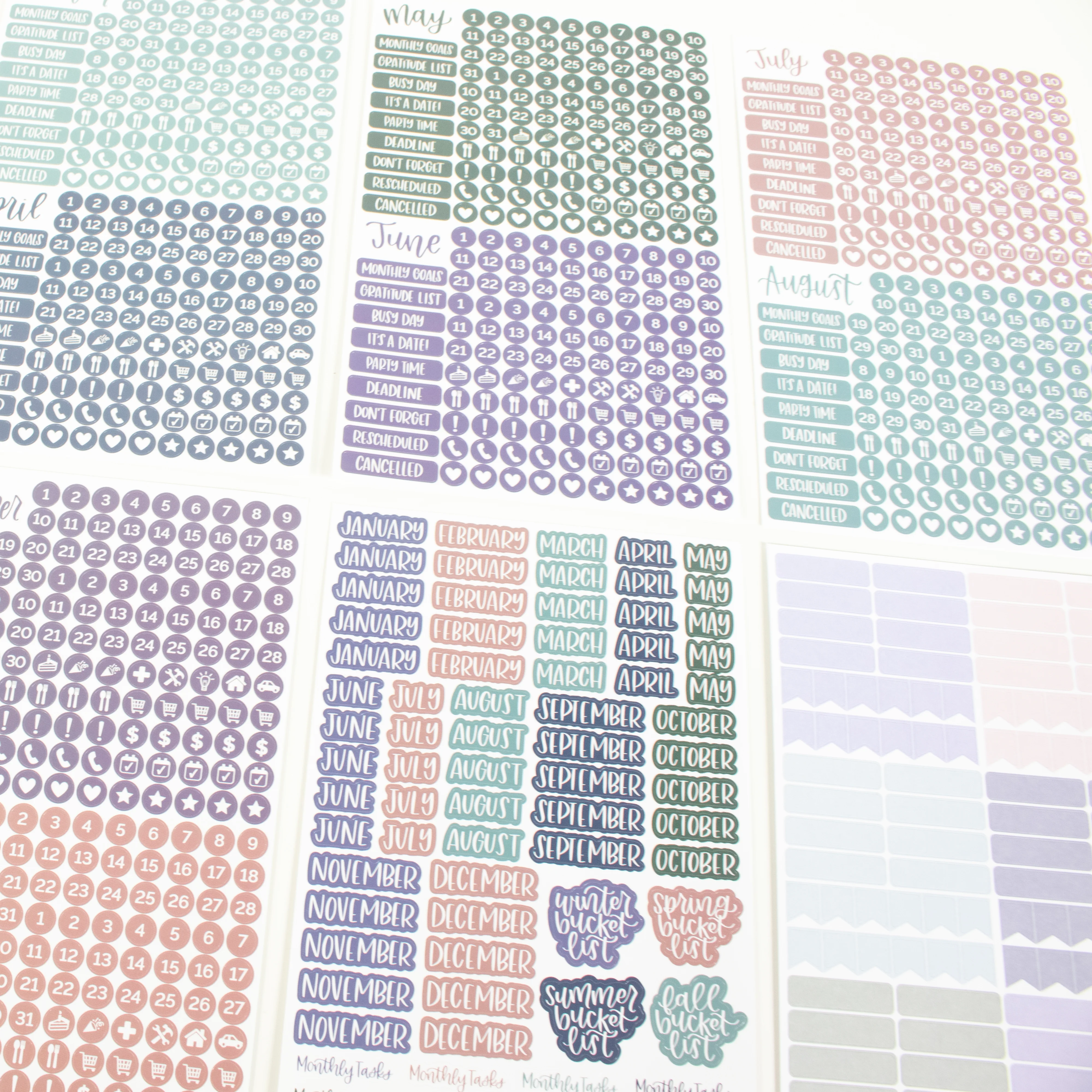 Planner Stickers, Calendar Essentials Pack, Jewel Tones