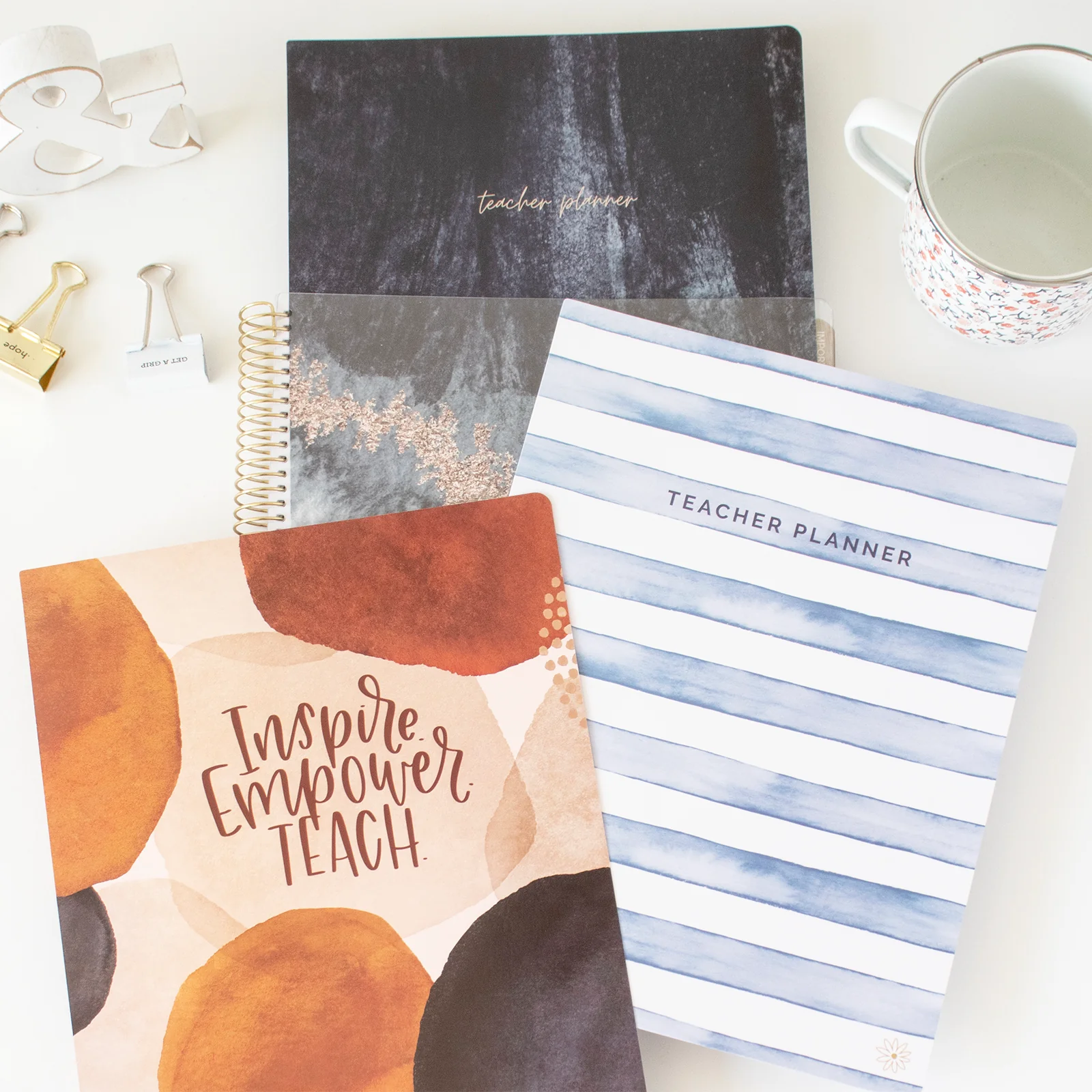 Undated Teacher Planner & Calendar, Interchangeable Cover, Neutral