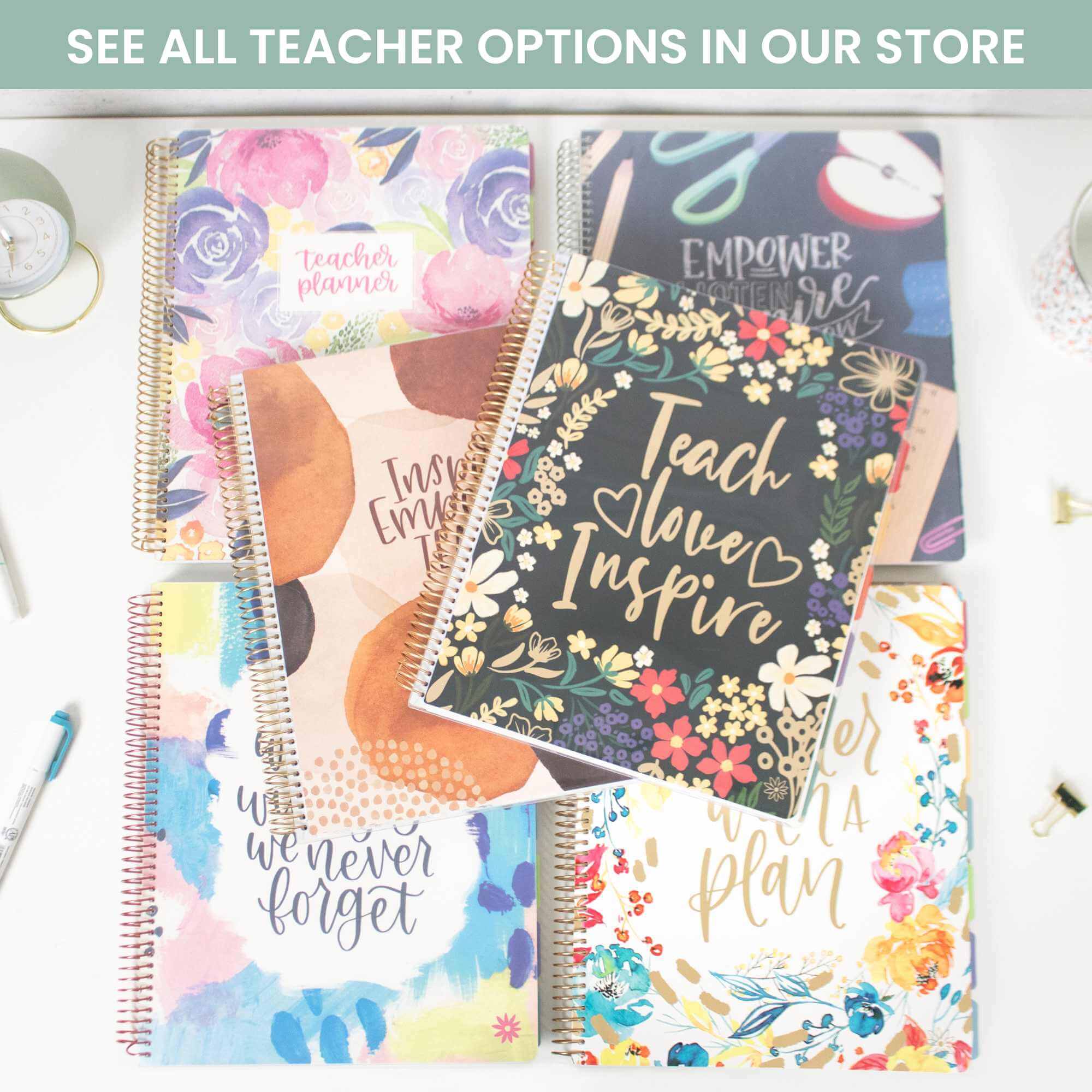 DATED 2025-26 Teacher Planner & Calendar, Interchangeable Cover, Bold & Bright