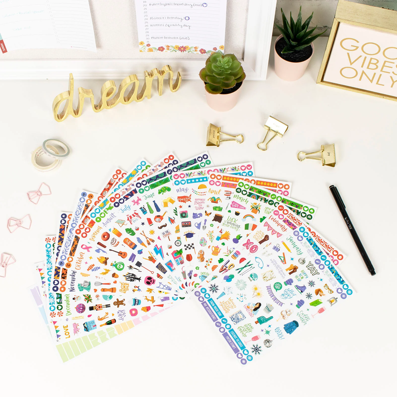 Planner Sticker Value Pack, Monthly Celebrations, Bright