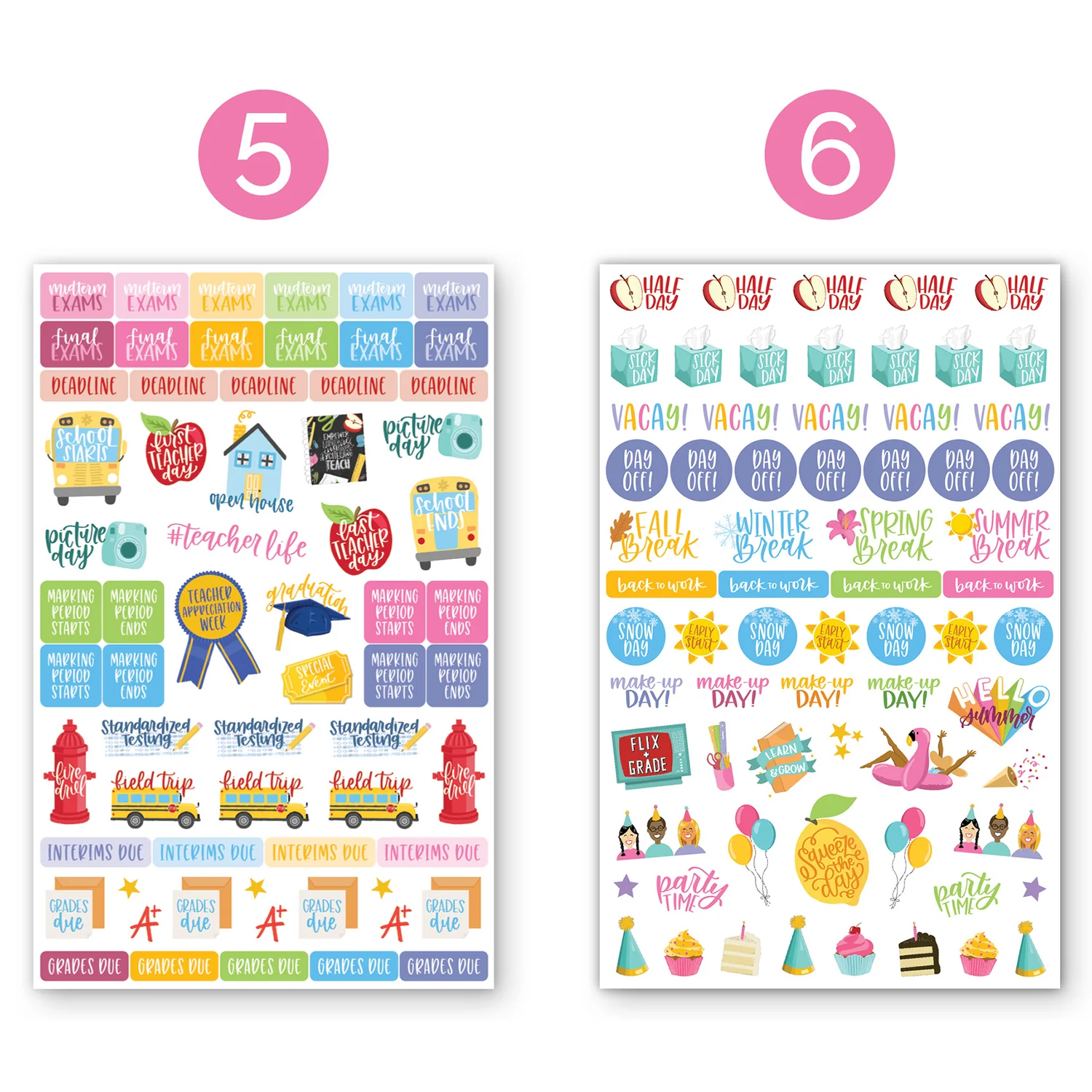 Planner Stickers, Teacher Pack, Bright