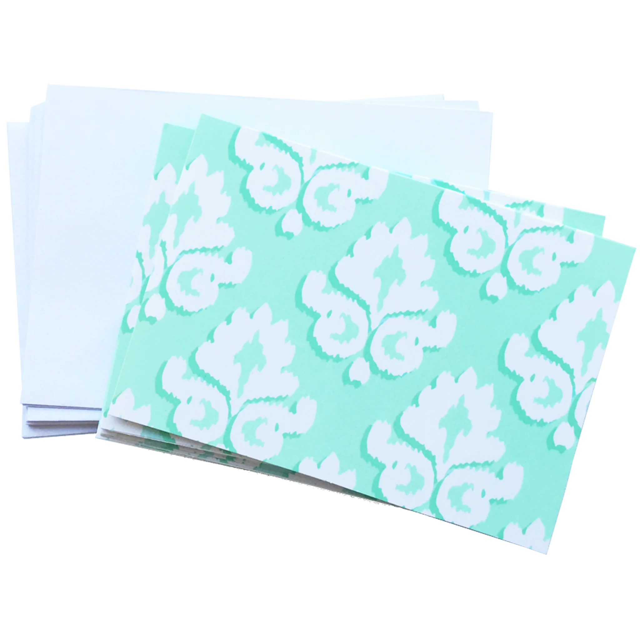 Card Set, Blank Mint Damask