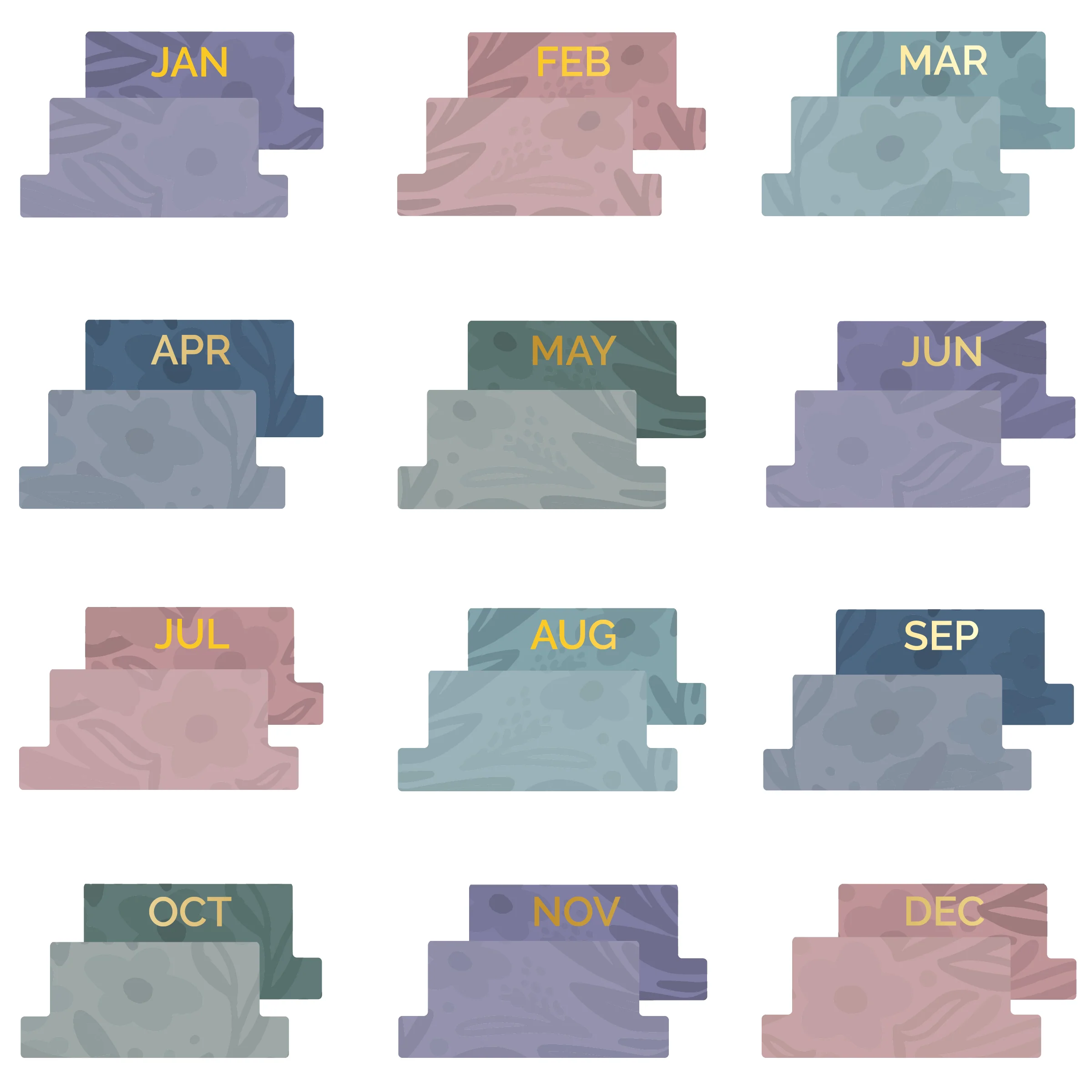 24 Piece Planner Tab Sticker Set, Jewel Floral