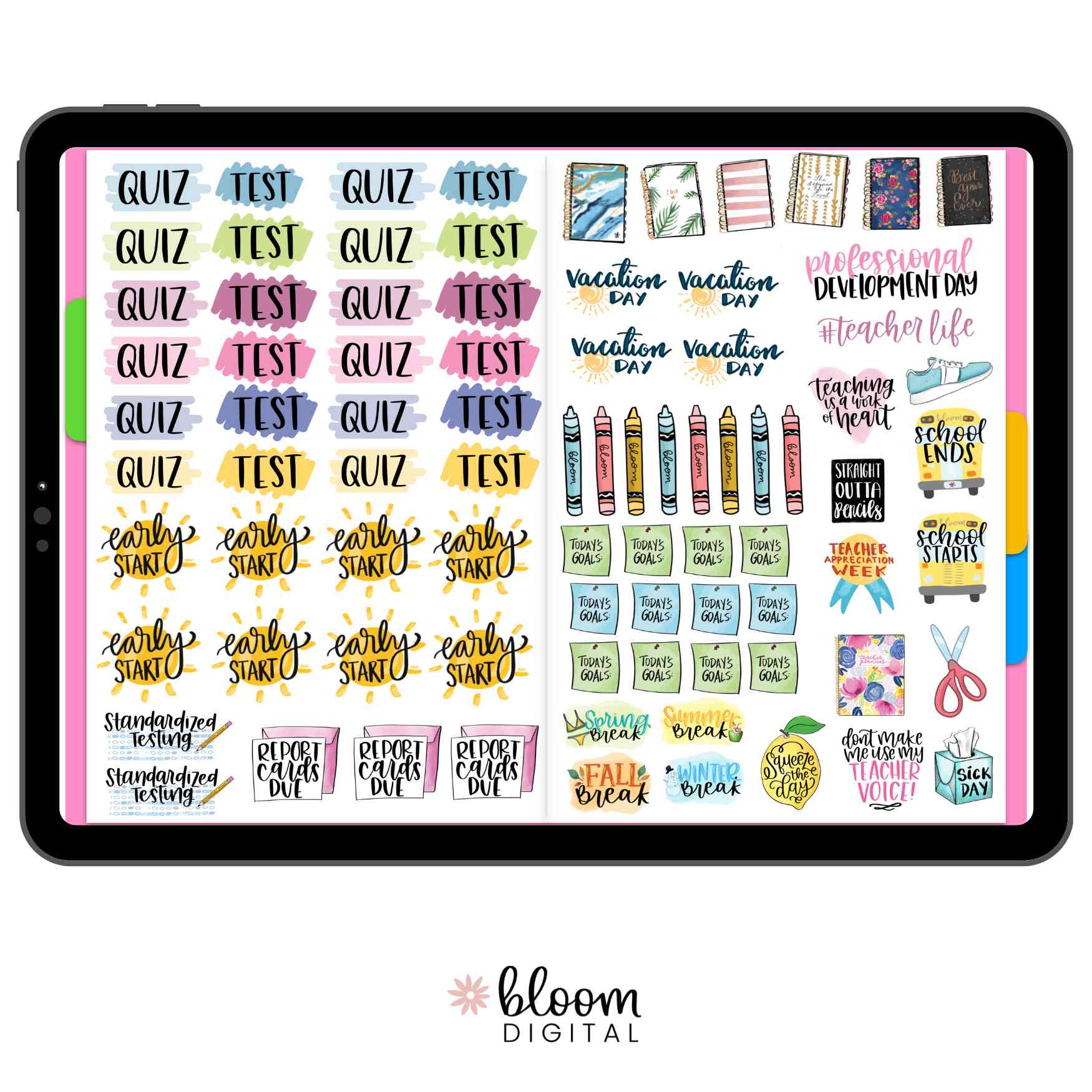 Digital Planner Stickers, Teacher Pack, Vintage