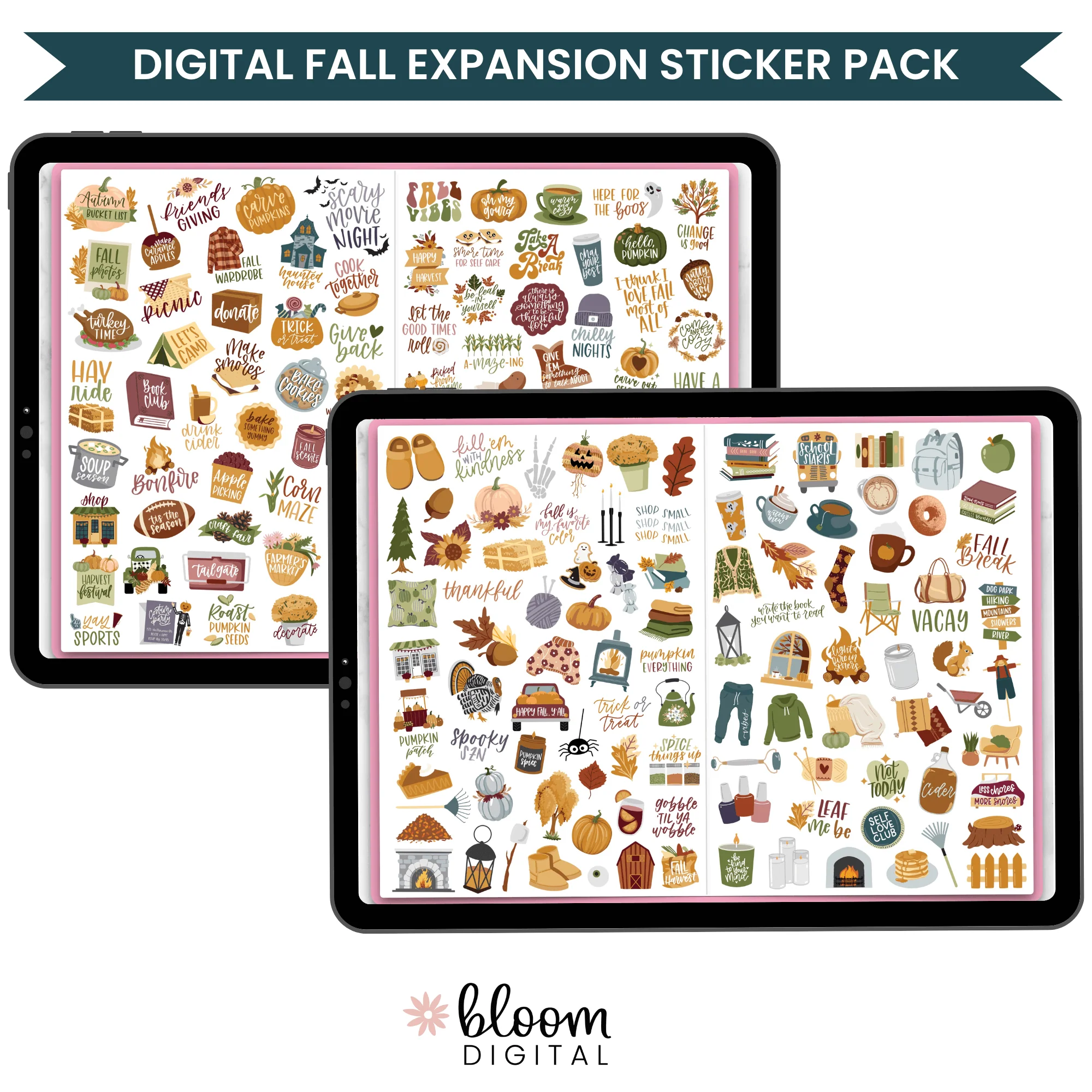 Digital Planner Stickers, Fall Essentials