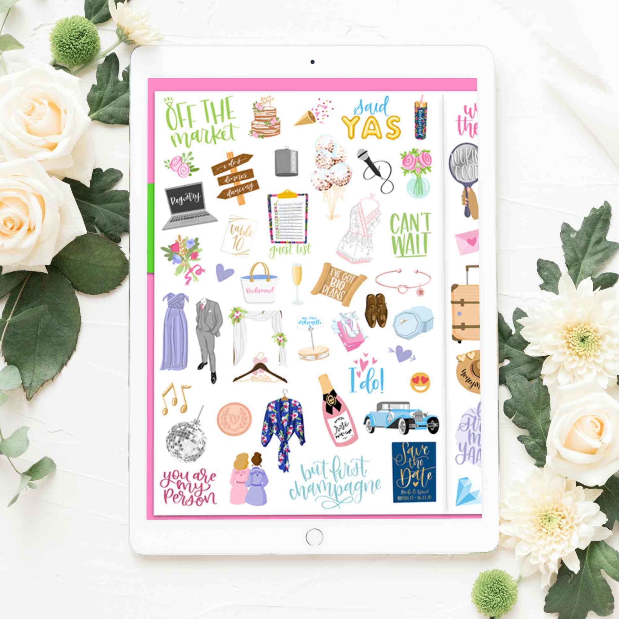 Digital Planner Stickers, Wedding