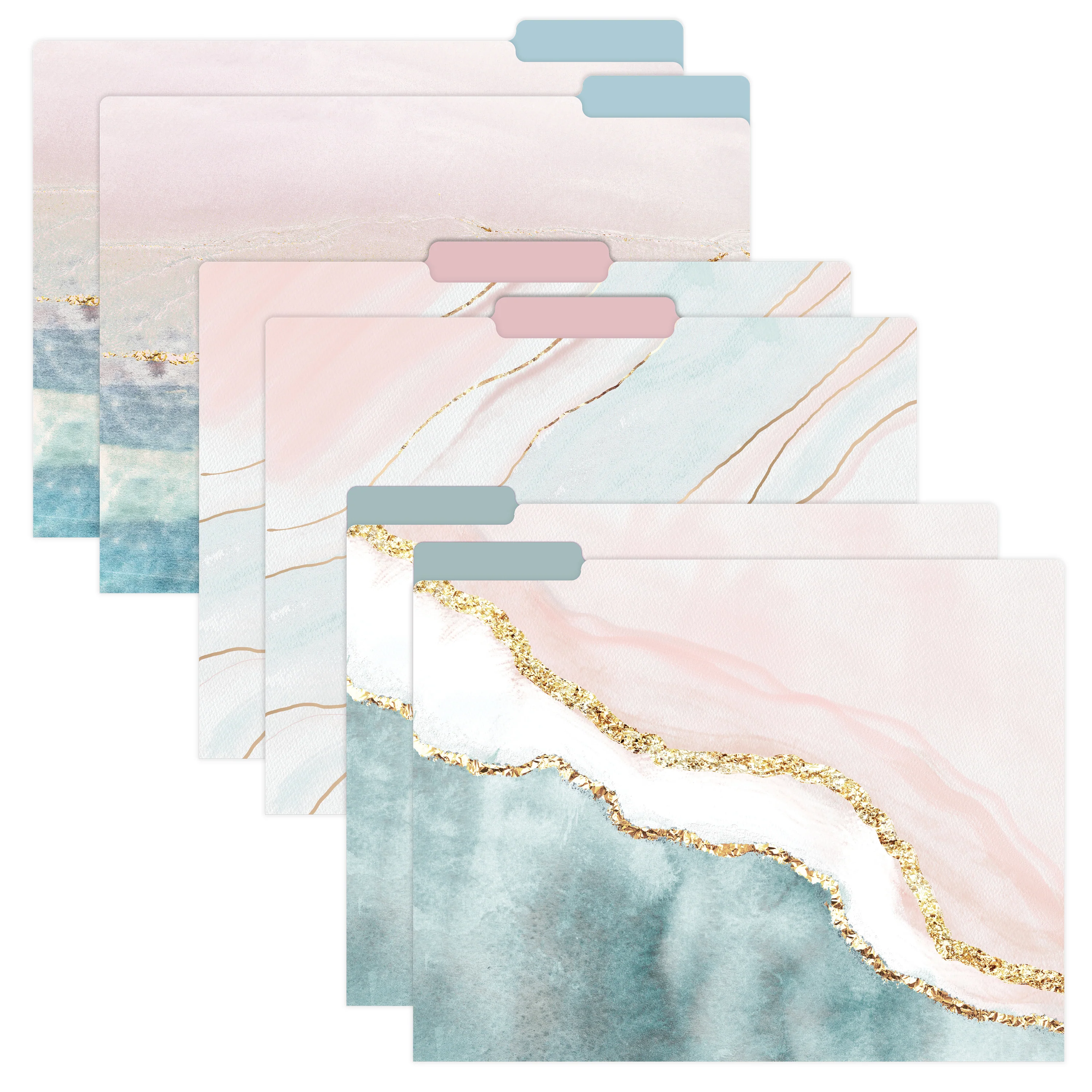 File Folder Set, 6 Pack, Ethereal Marble