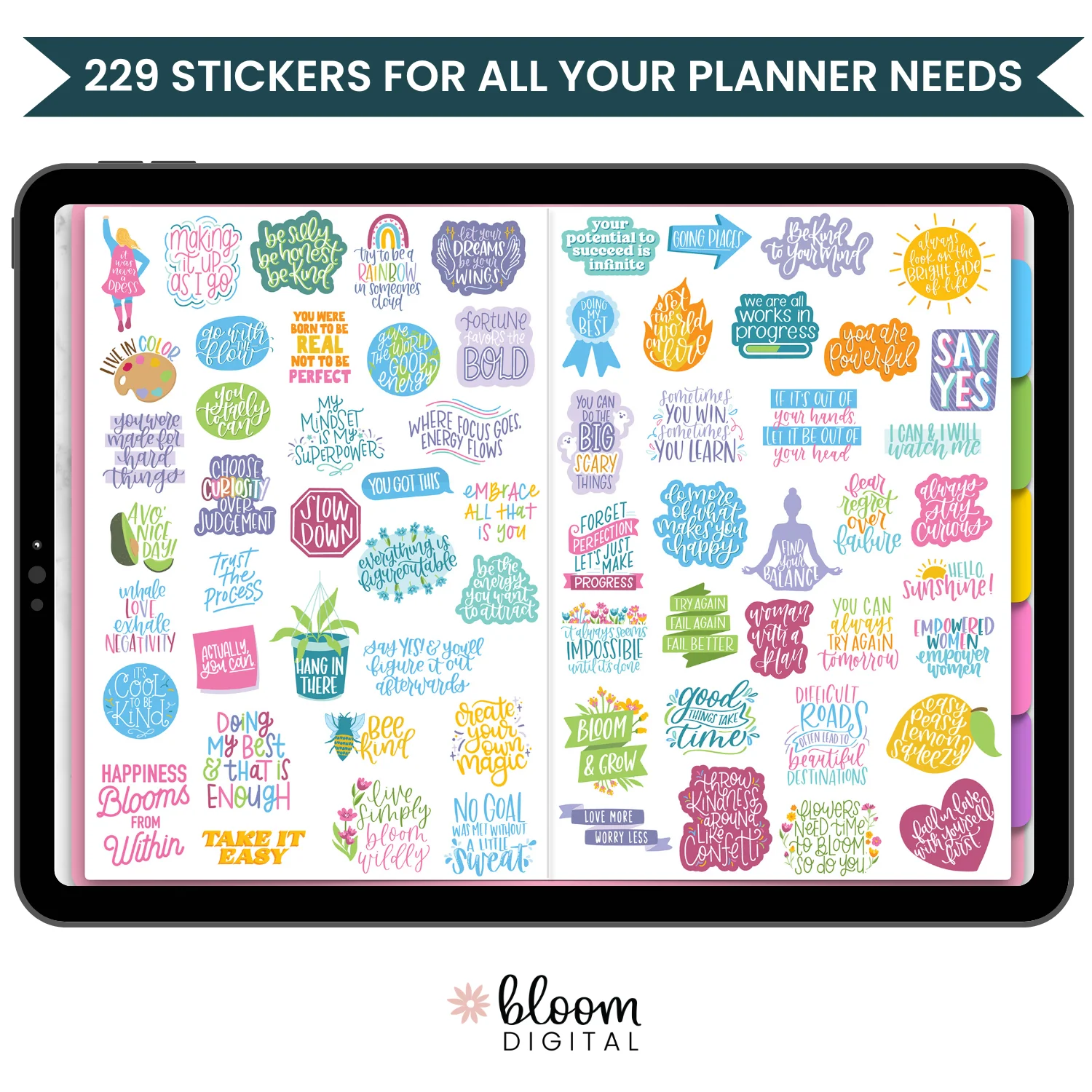 Digital Planner Stickers, Inspirational Quotes