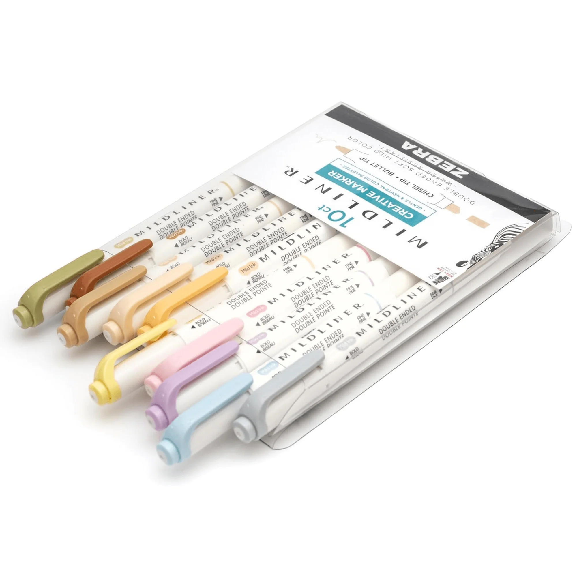 Zebra Pen Journaling and Highlighting Set â€“ Mildliner Double-Ended Highlighters, Chisel & Bullet Tips, No Bleed Neutral & Gentle Ink Colors, 10-Pack
