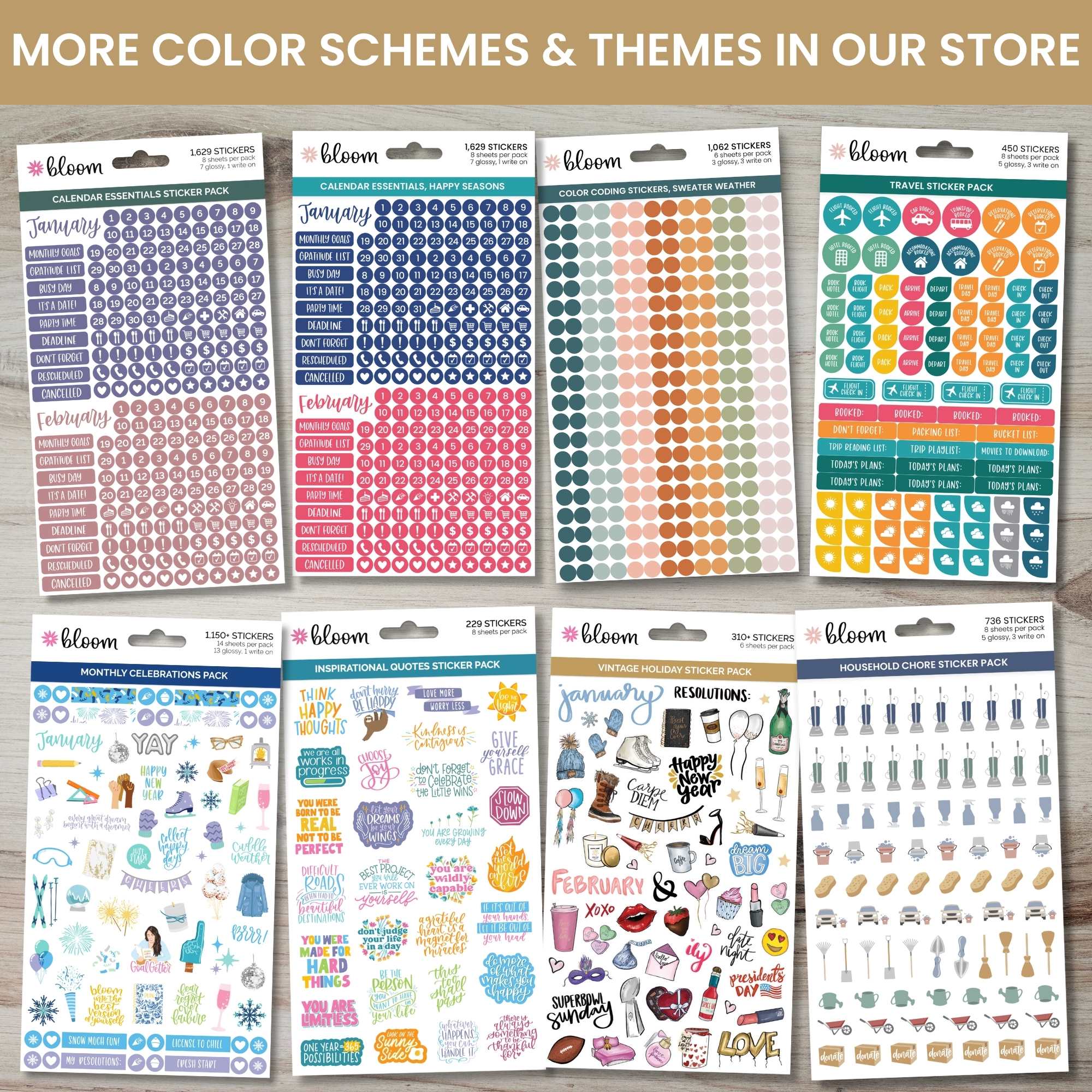 Planner Stickers, Calendar Essentials Pack, Aesthetic Boho