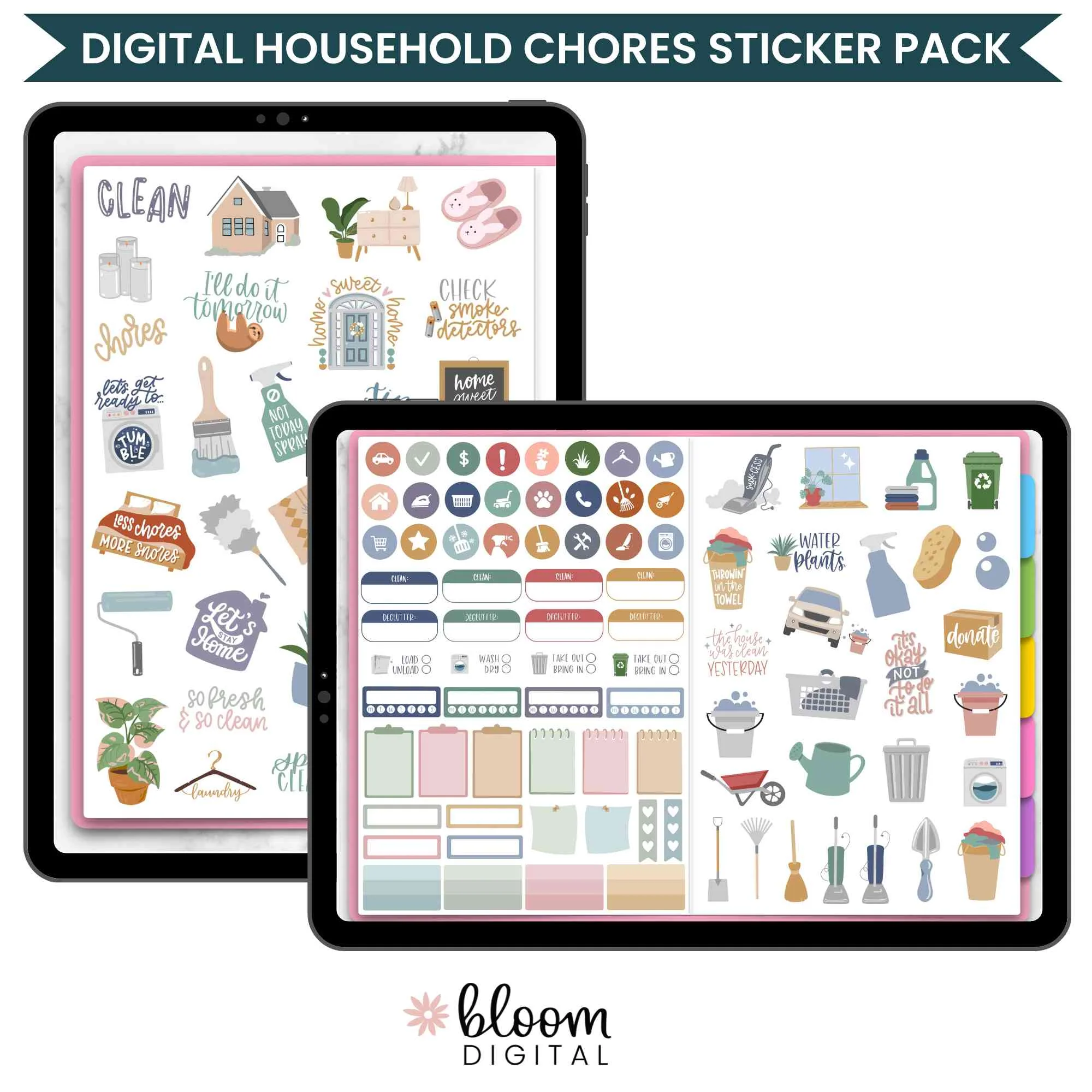 Digital Planner Stickers, Household Chores