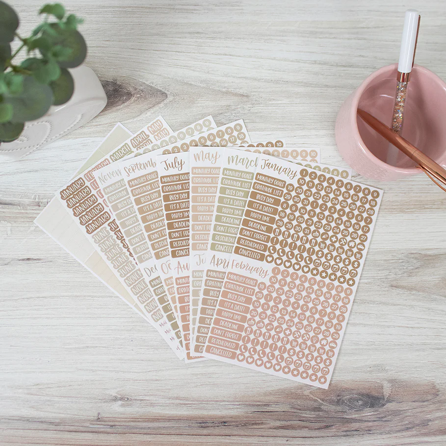 Planner Stickers, Calendar Essentials Pack, Aesthetic Boho
