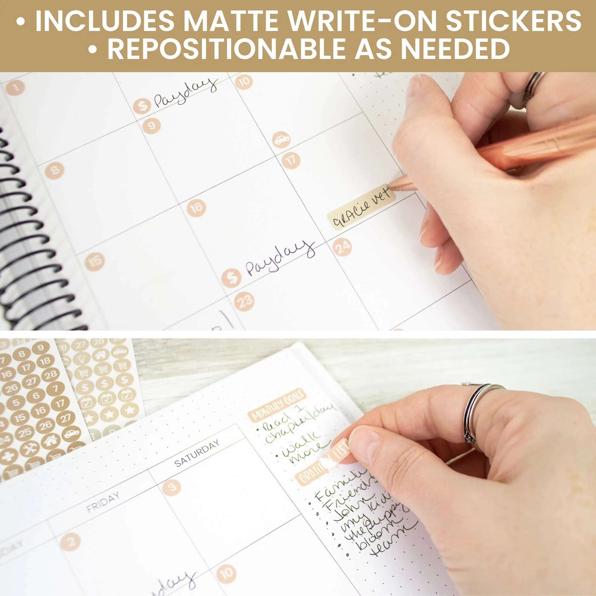 Planner Stickers, Calendar Essentials Pack, Aesthetic Boho