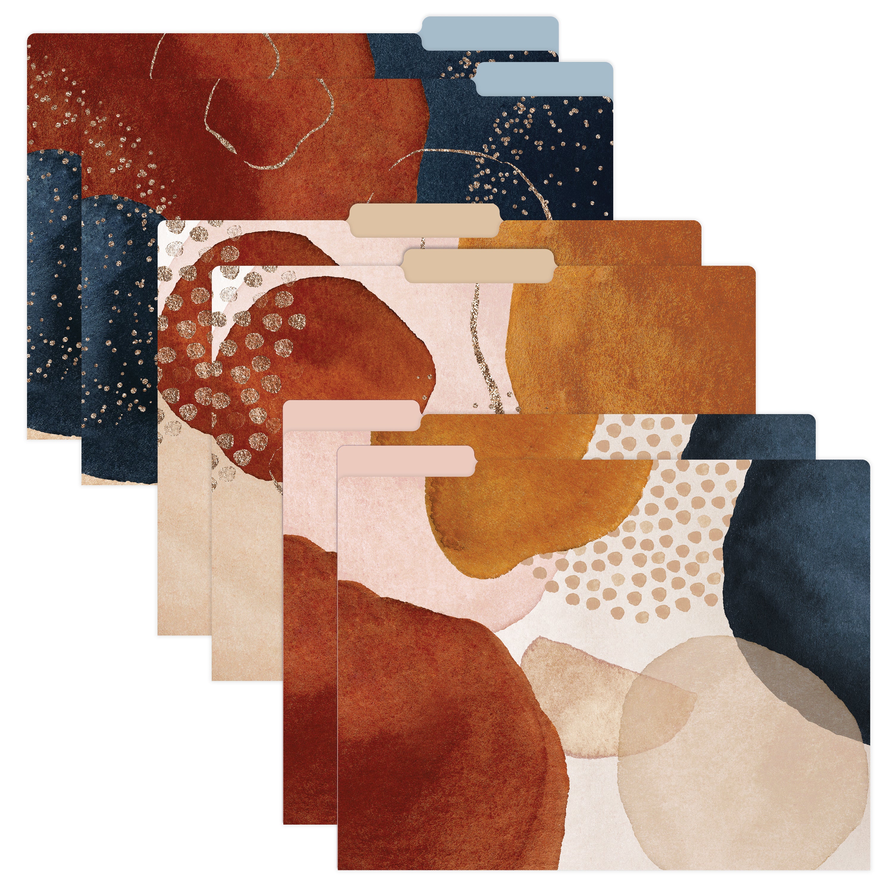 File Folder Set, 6 Pack, Earthy Abstract