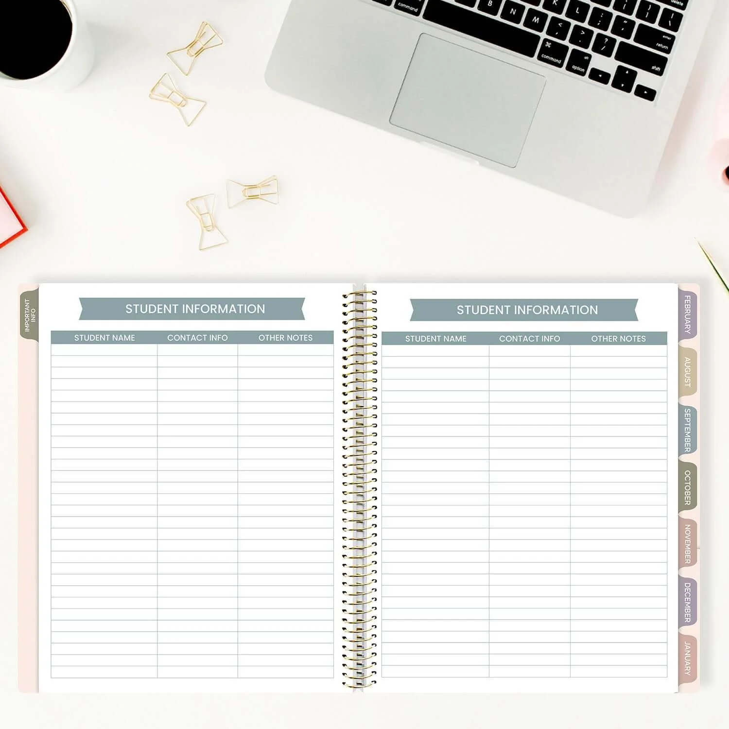 DATED 2025-26 Teacher Planner & Calendar, Interchangeable Cover, Cool Tones