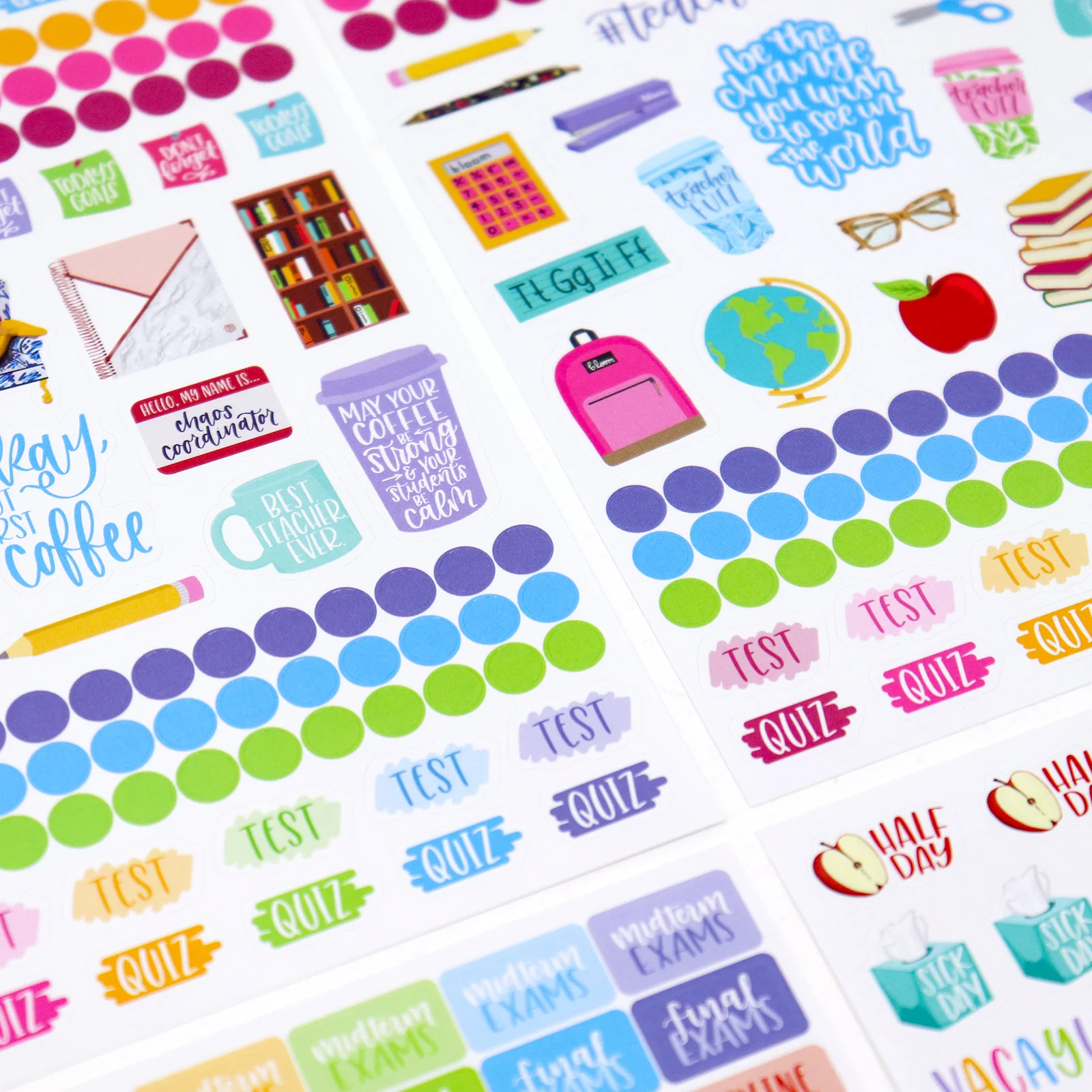 Planner Stickers, Teacher Pack, Bright