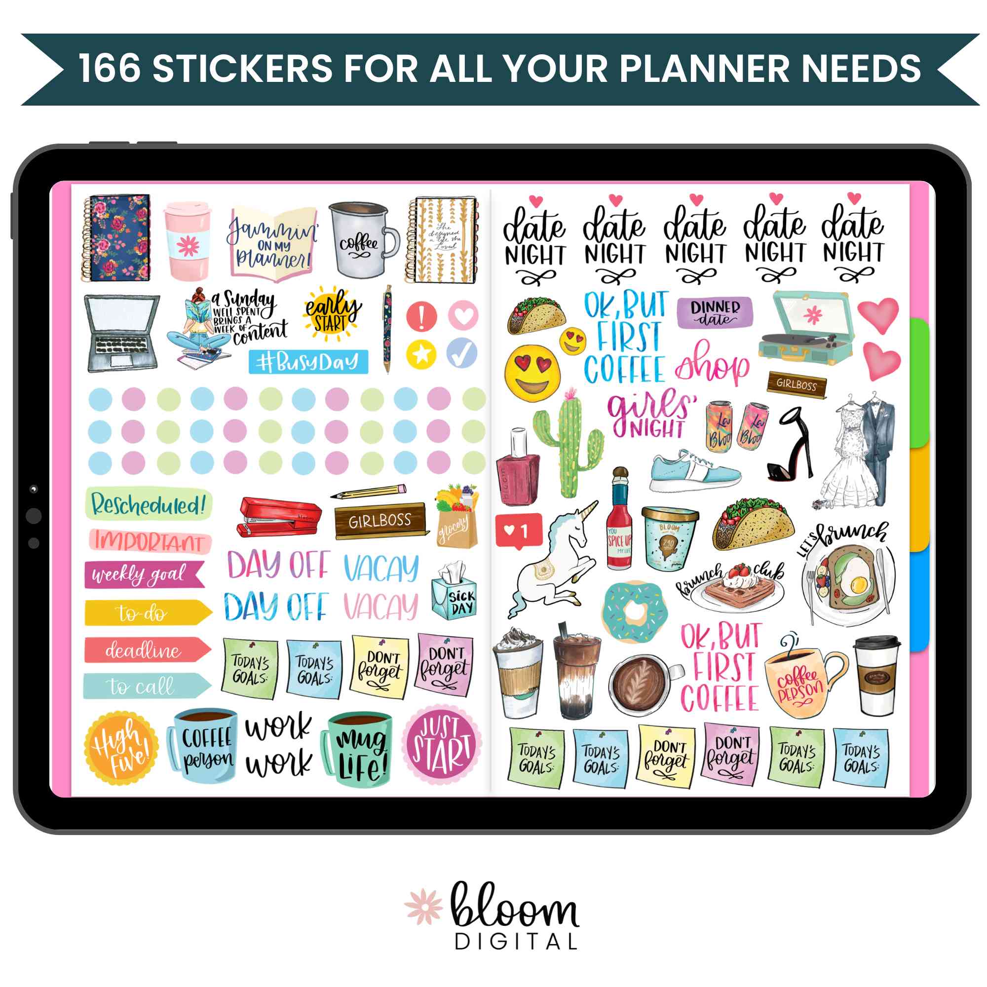 Digital Planner Stickers, Classic Stickers V1
