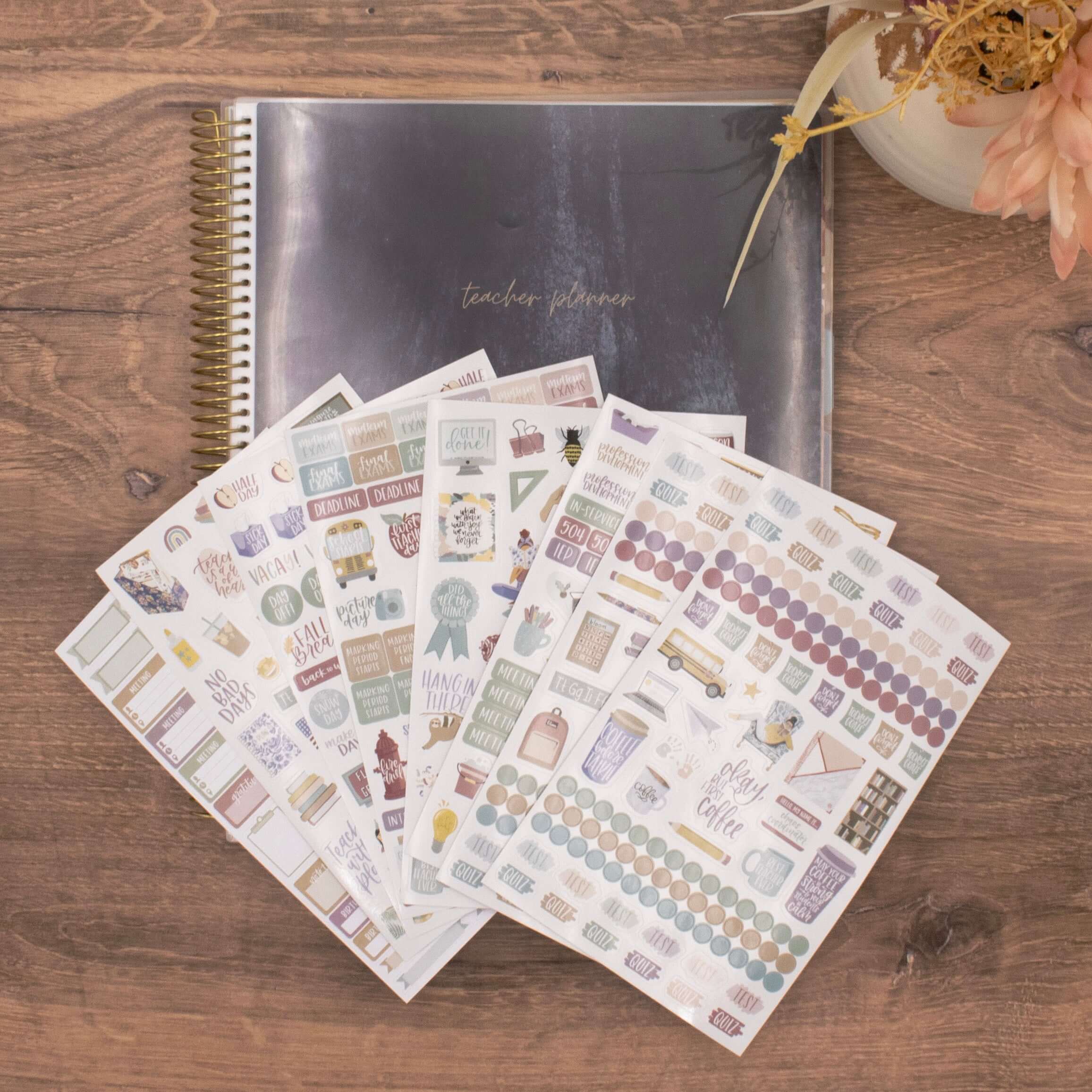 Planner Stickers, Teacher Pack, Cool Tones