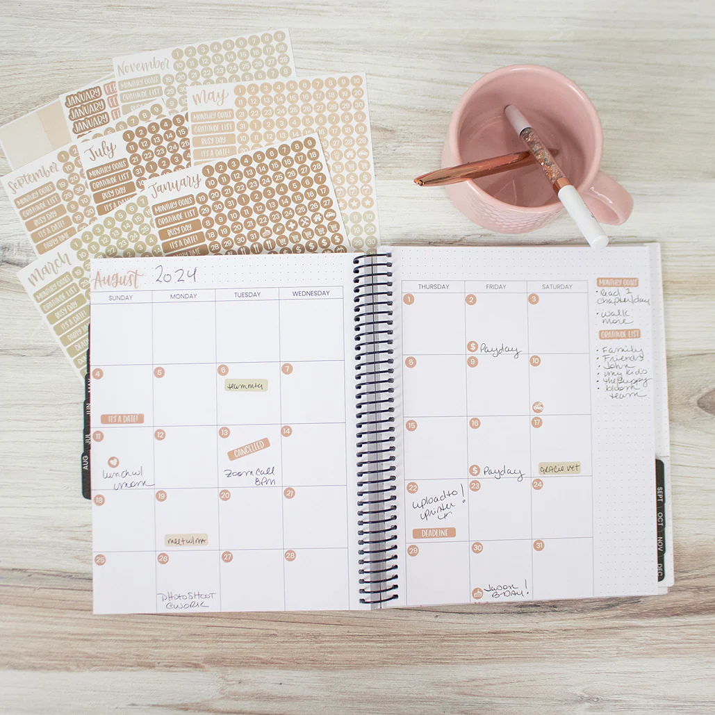 Planner Stickers, Calendar Essentials Pack, Aesthetic Boho