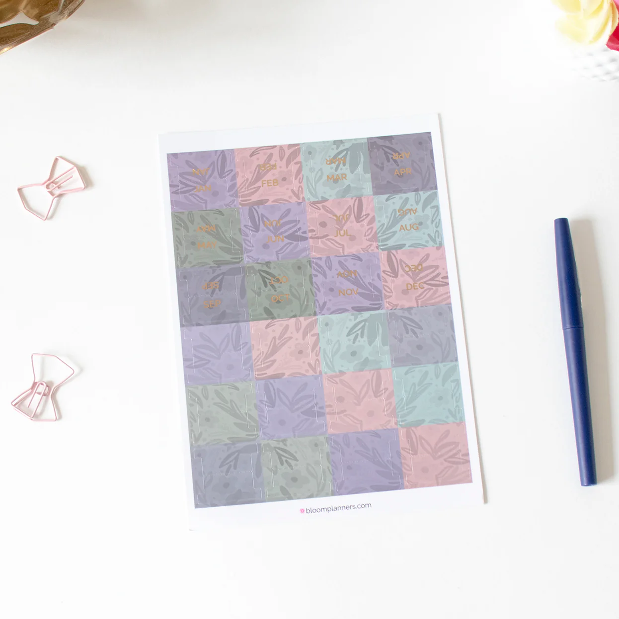 24 Piece Planner Tab Sticker Set, Jewel Floral