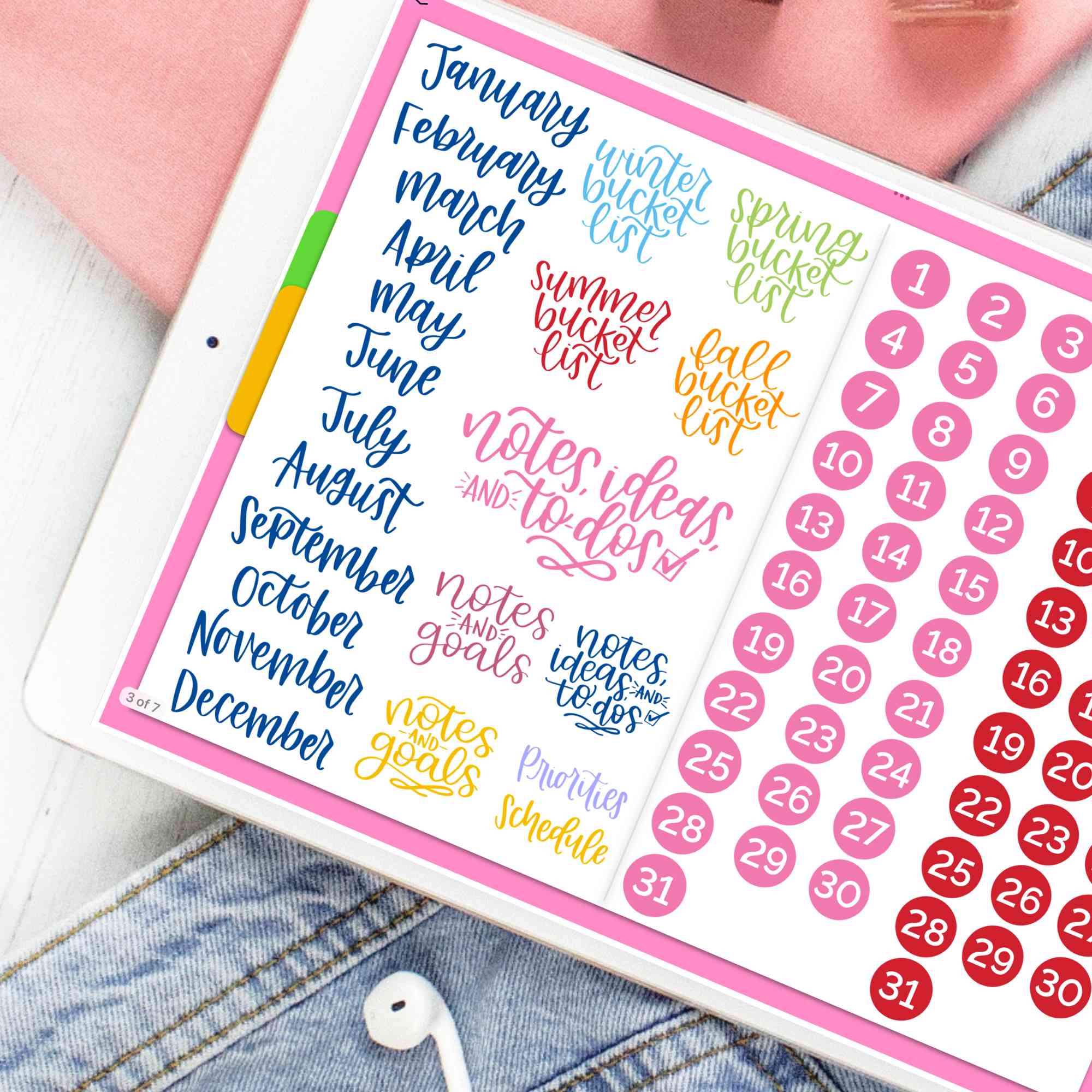 Digital Planner Stickers, Calendar Essentials