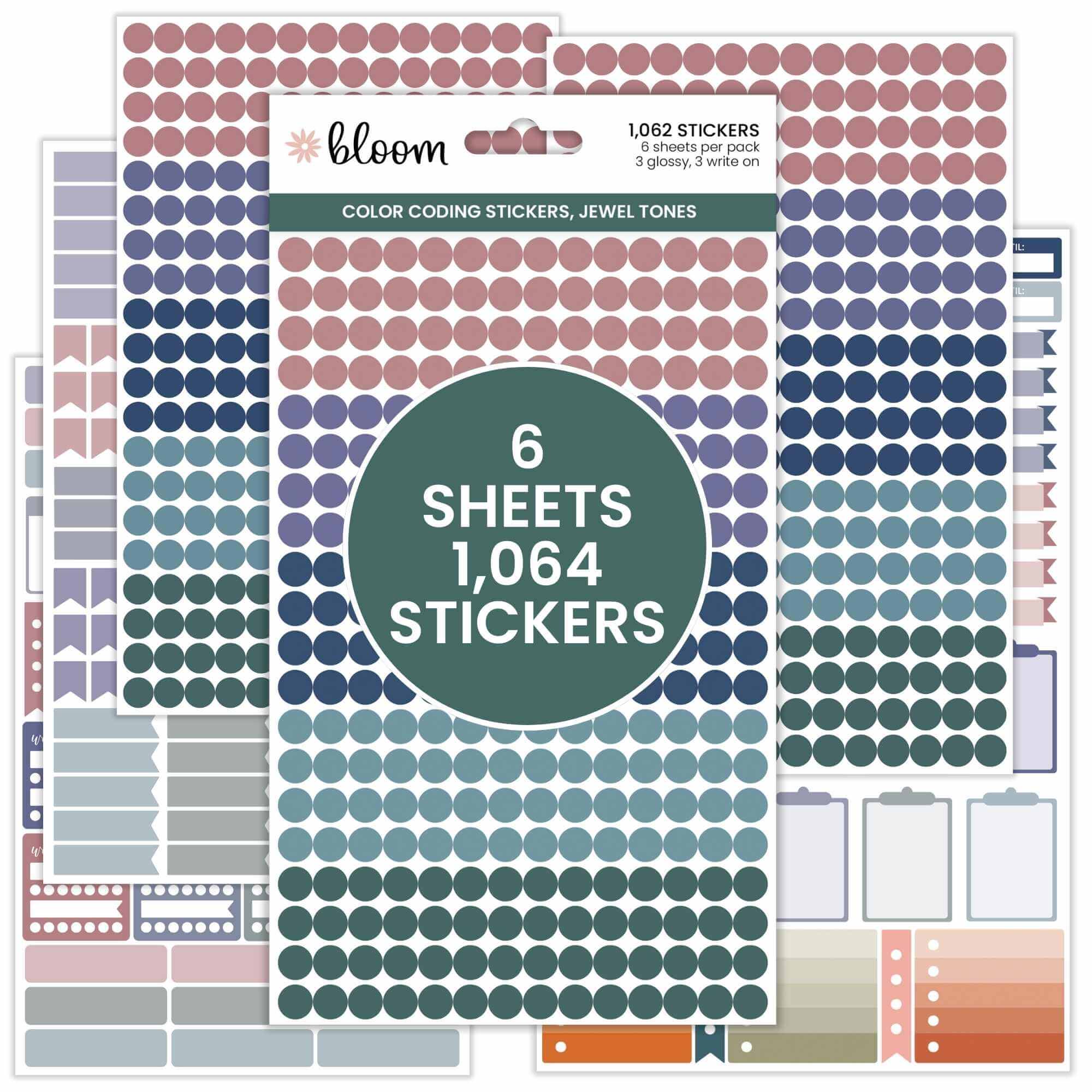 Planner Stickers, Color Coding Pack, Jewel Tones