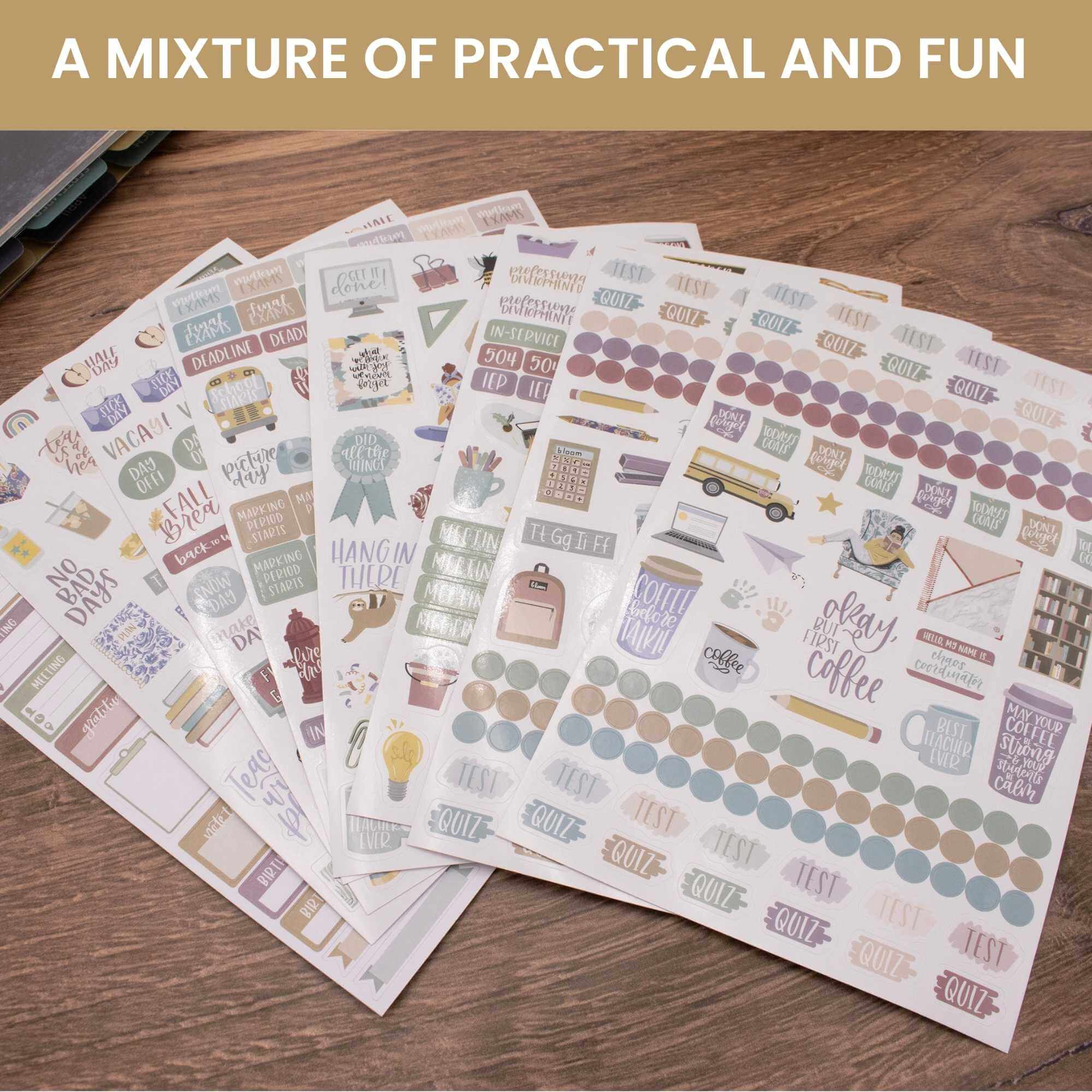 Planner Stickers, Teacher Pack, Cool Tones