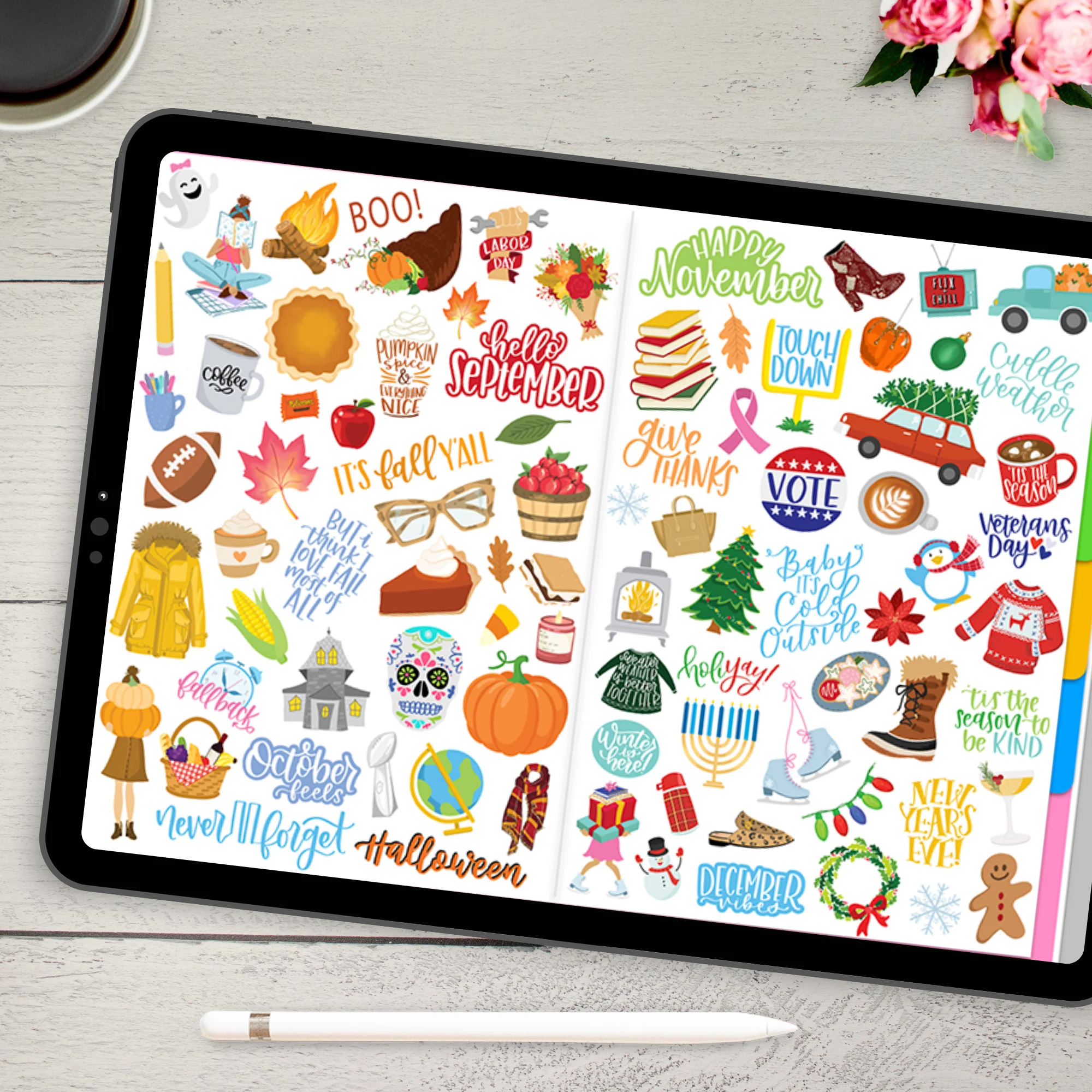 Digital Planner Stickers, Classic Holiday