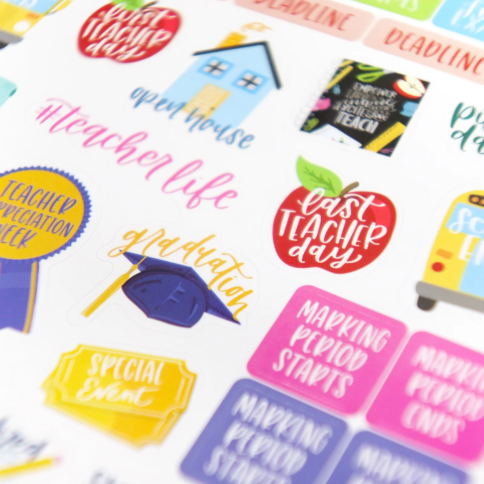 Planner Stickers, Teacher Pack, Bright