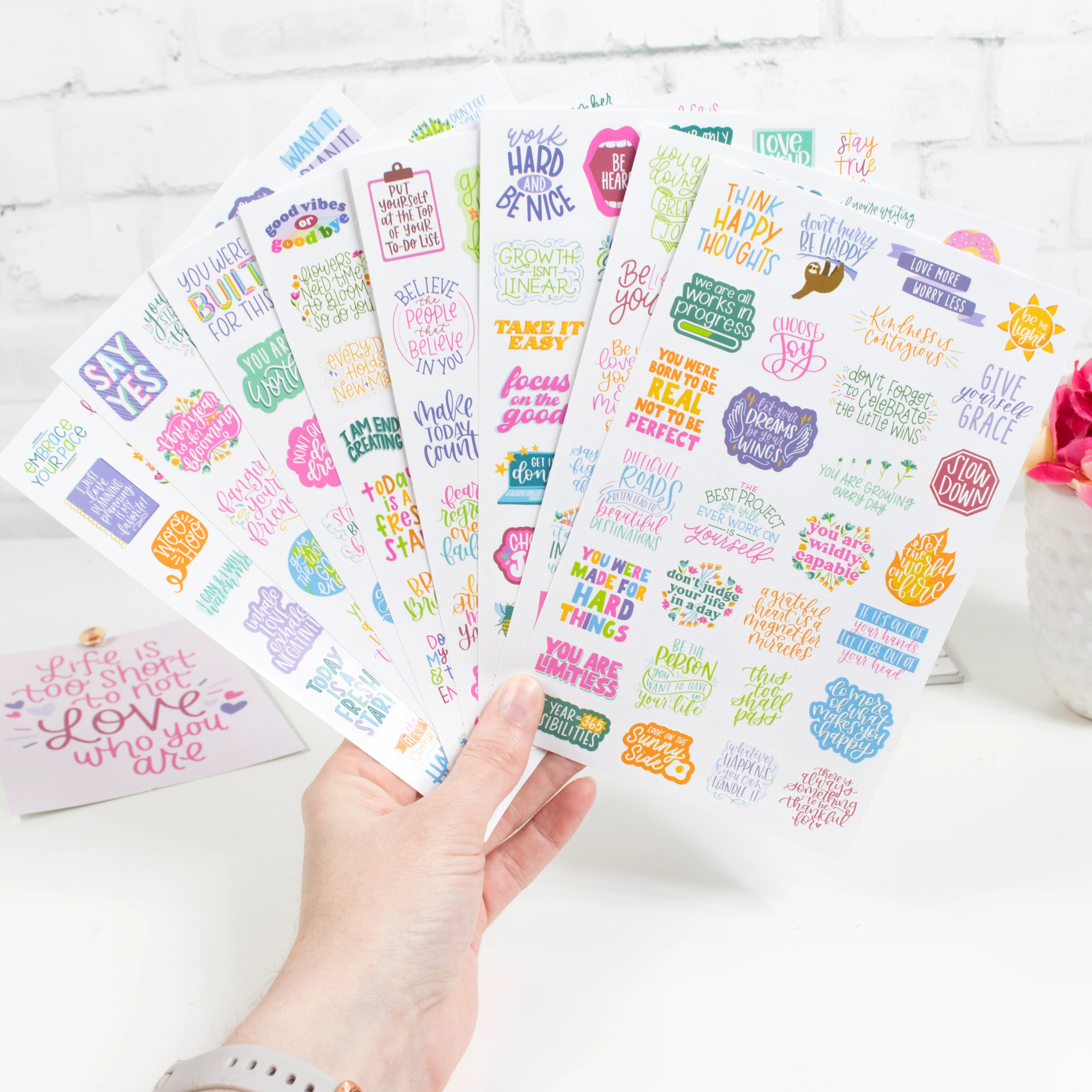 Planner Stickers, Inspirational Quote Pack