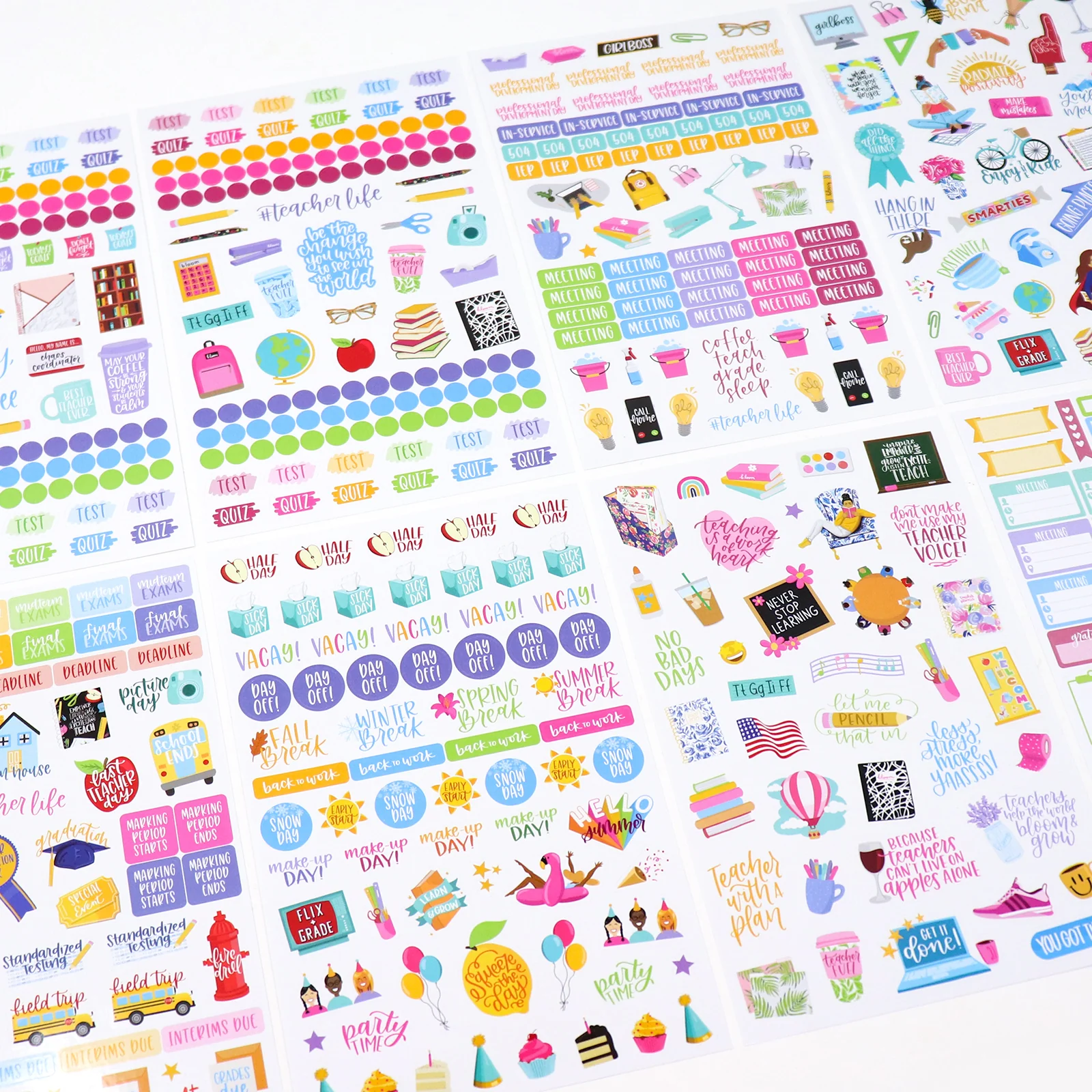 Planner Stickers, Teacher Pack, Bright