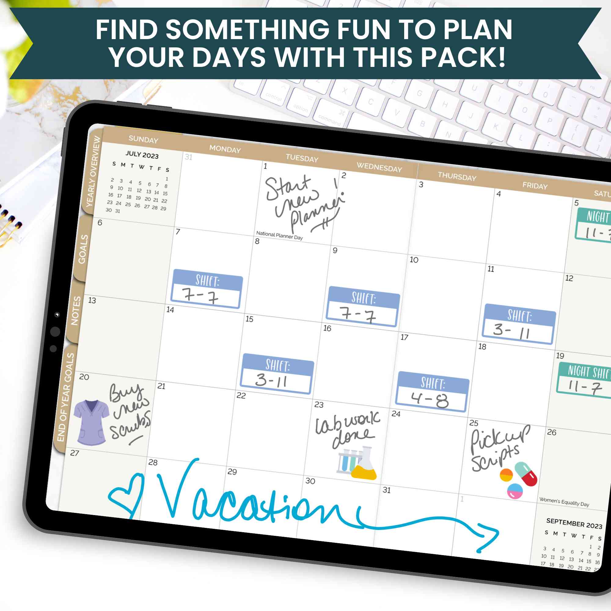 Digital Planner Stickers, Nursing