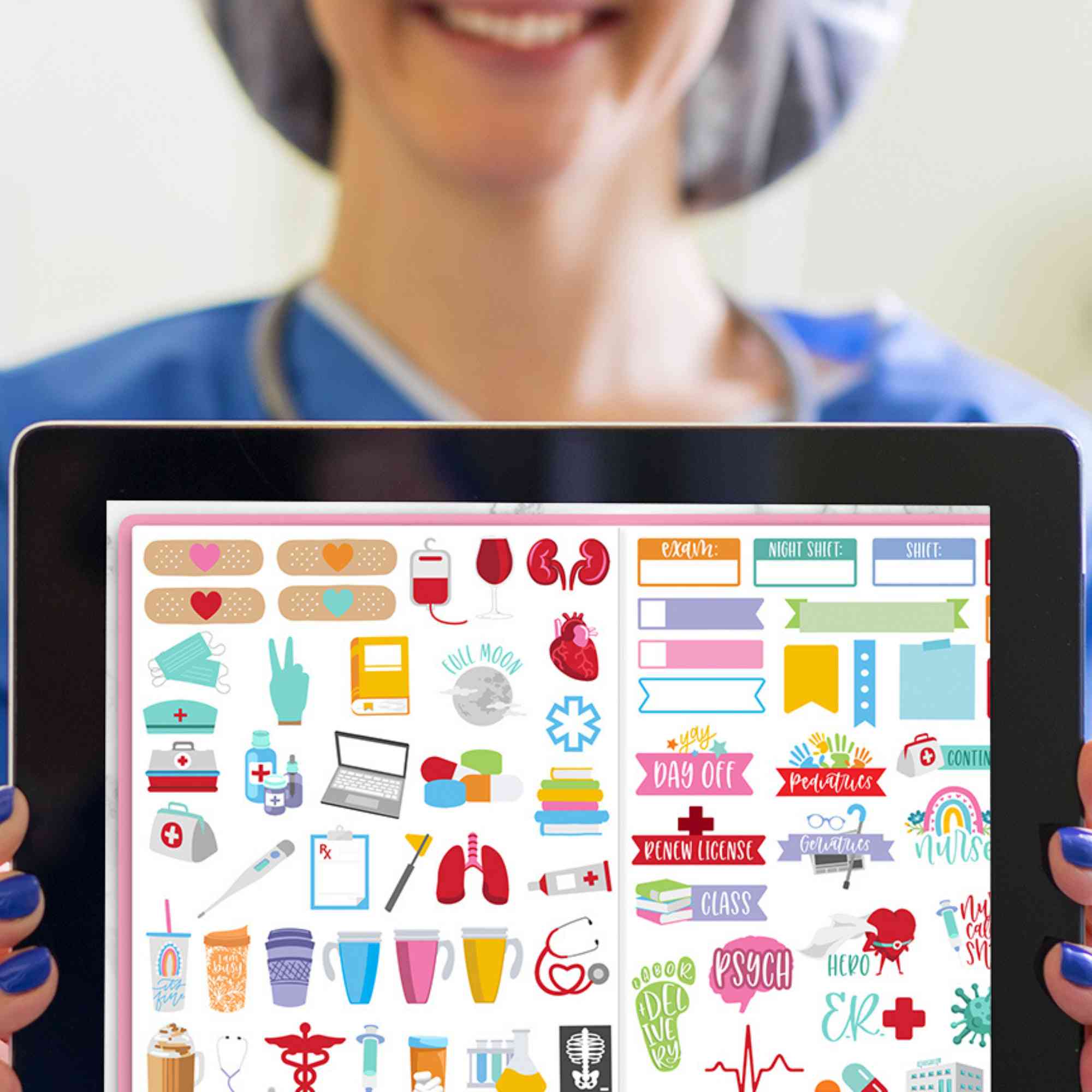 Digital Planner Stickers, Nursing